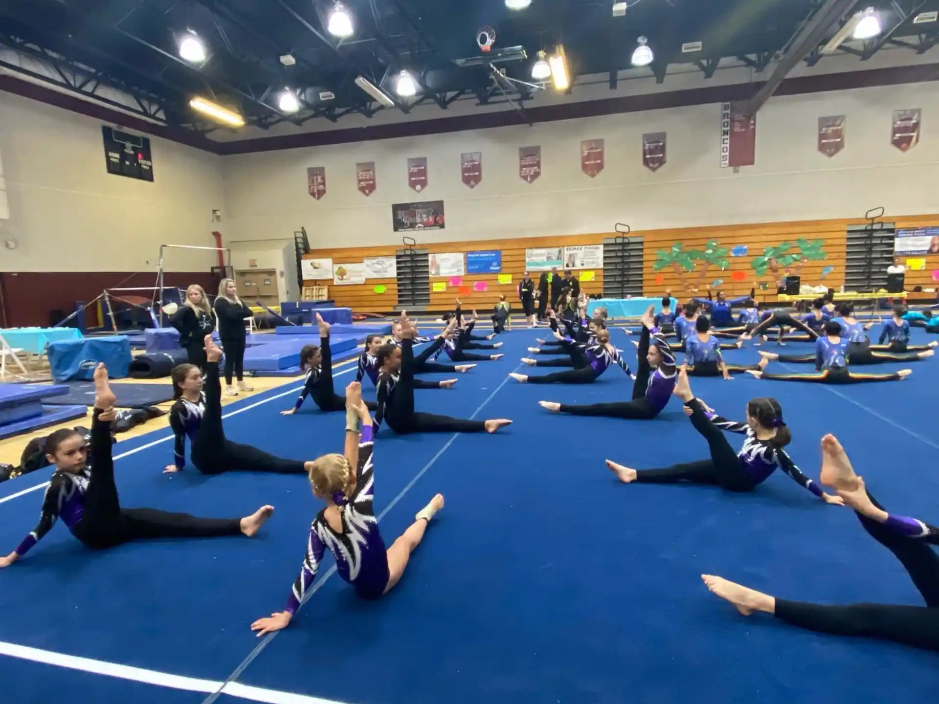 a group of people exercising