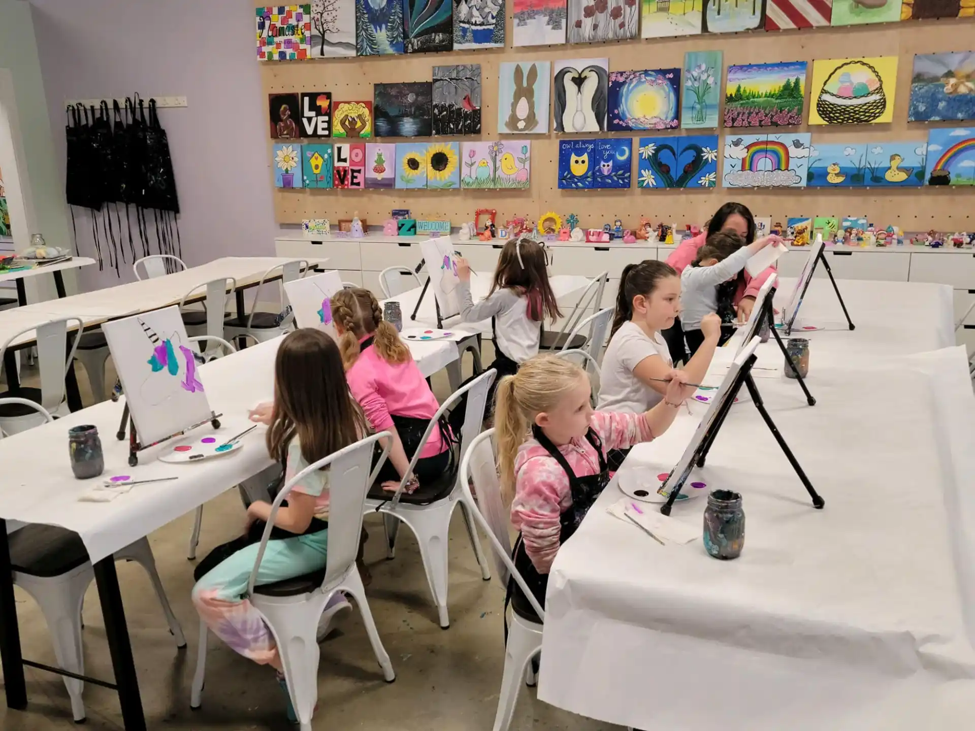 a group of people sitting at tables