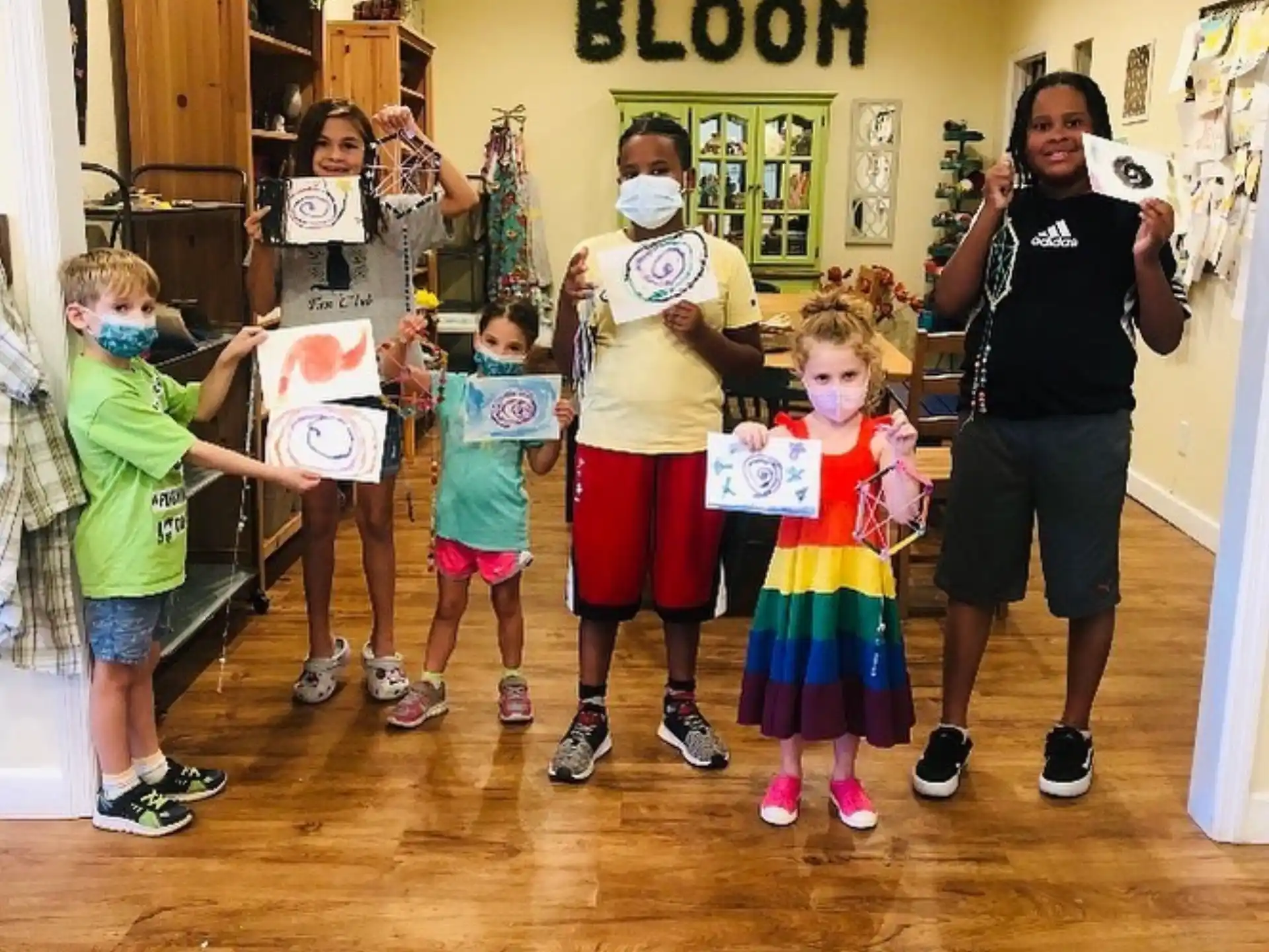 a group of children in a room