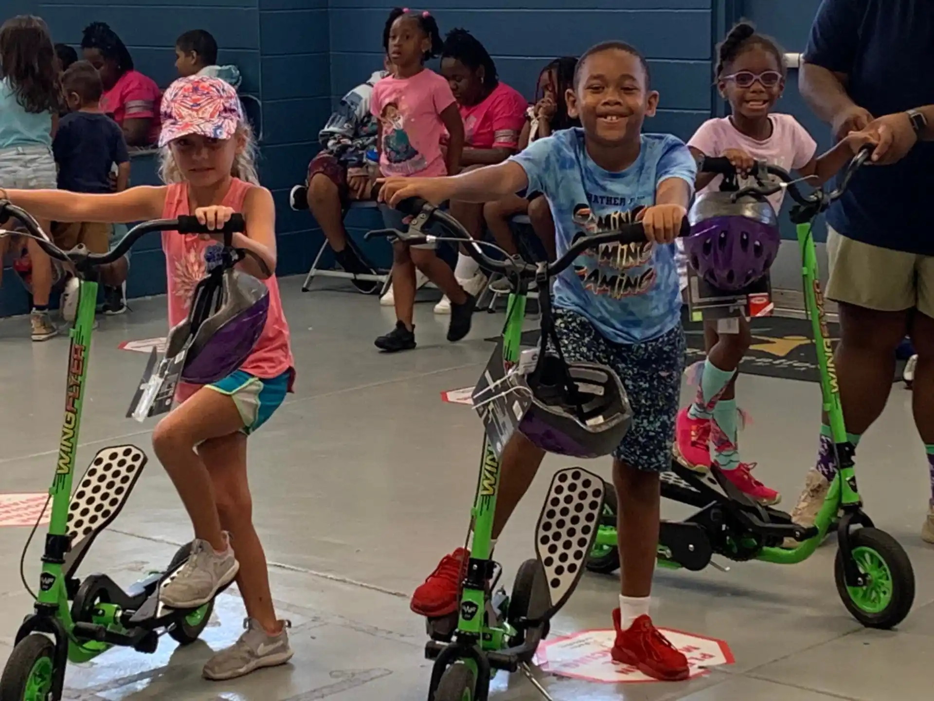 a group of kids on segways