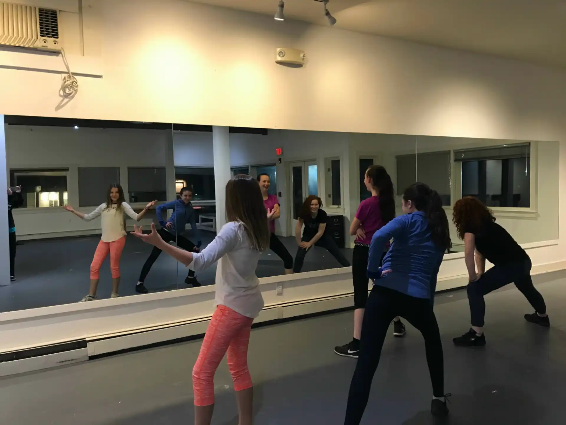 a group of people exercising