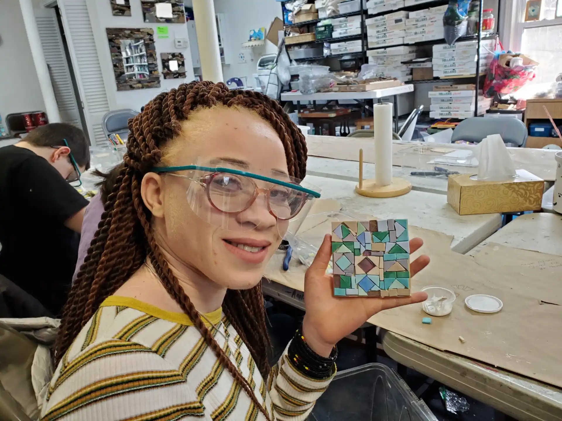 a person holding a card