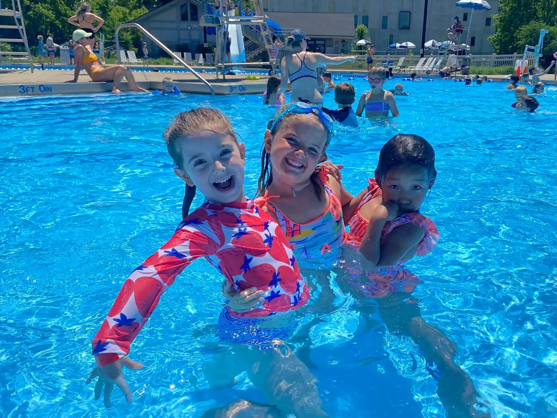 a group of kids in a pool