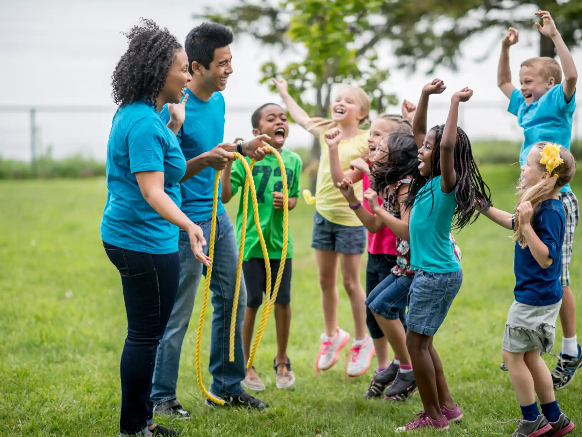 a group of children in a line