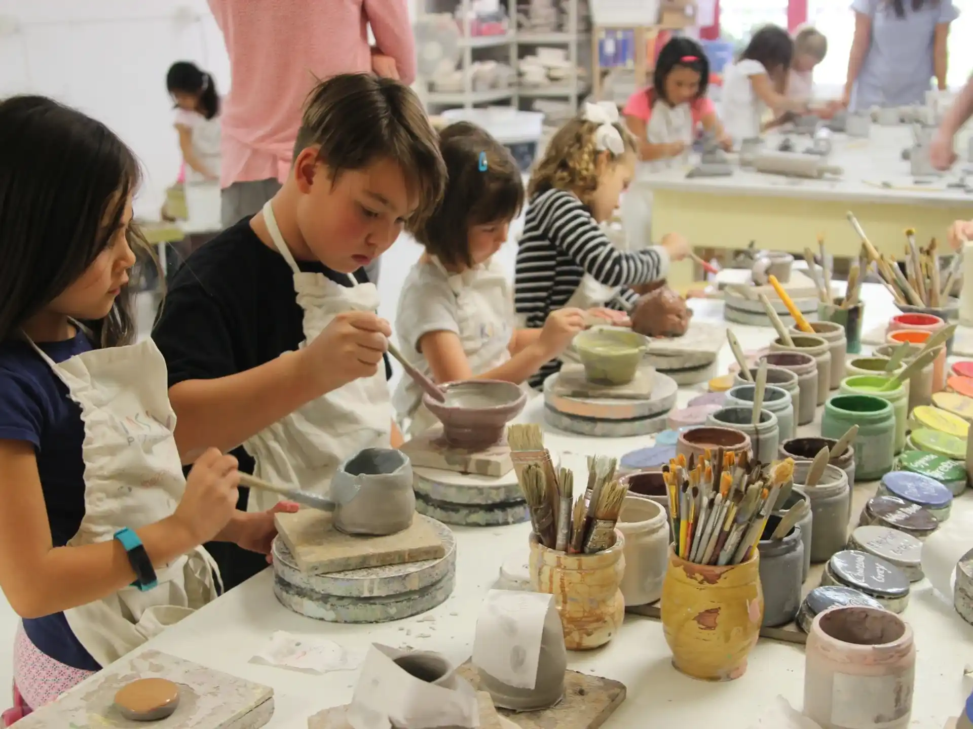 a group of people preparing food
