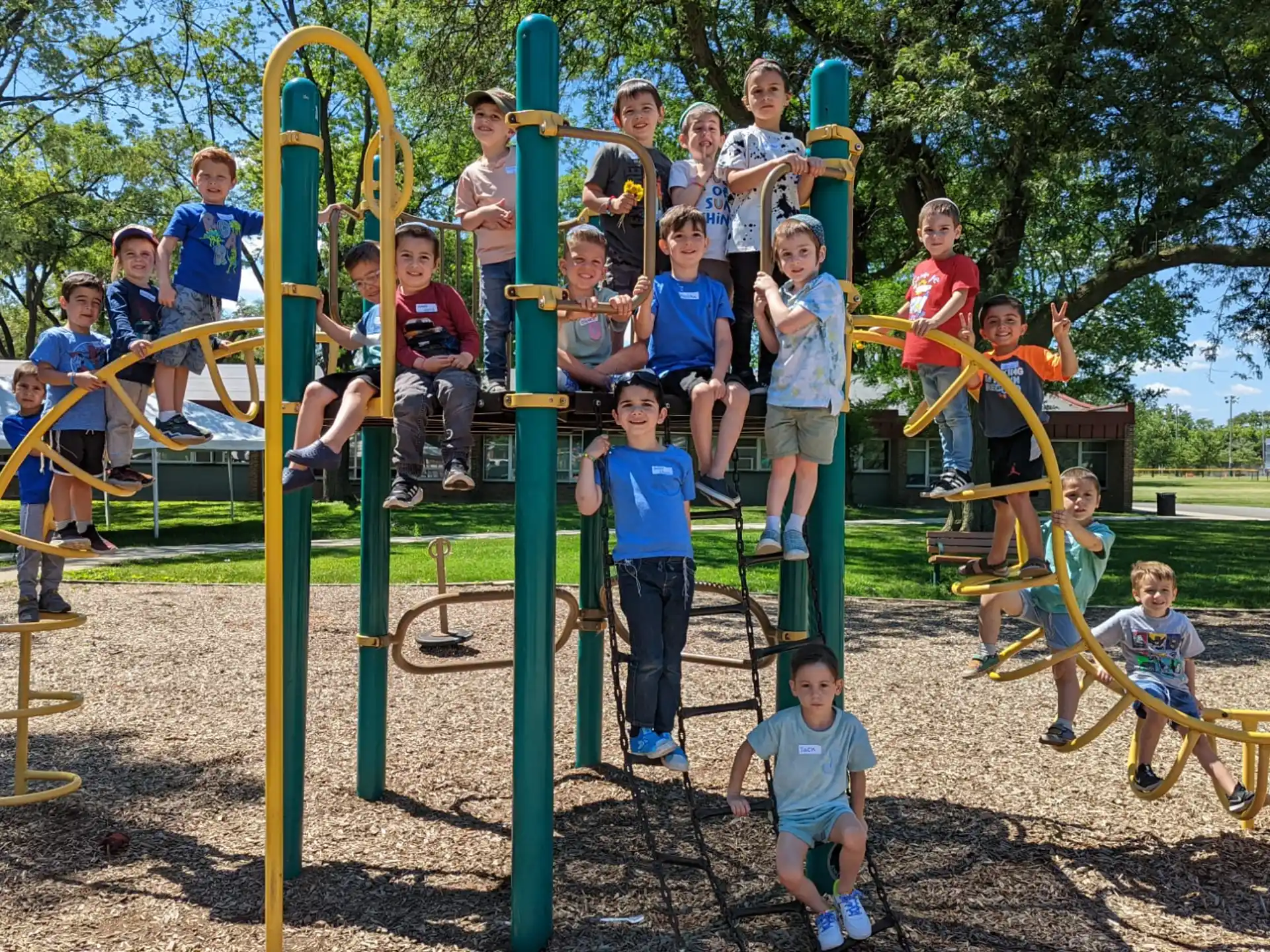 a group of kids on a playground