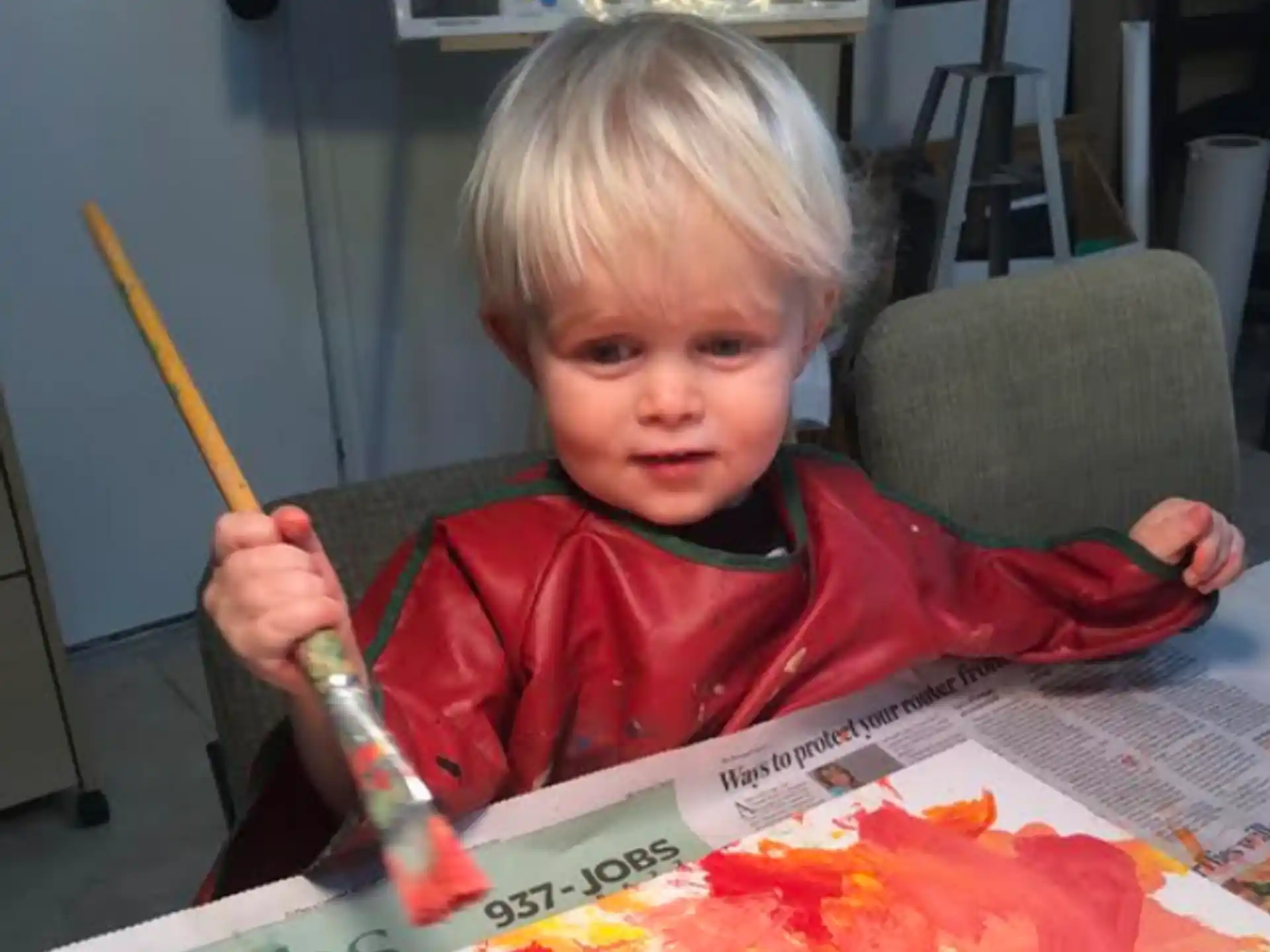 a child sitting at a table
