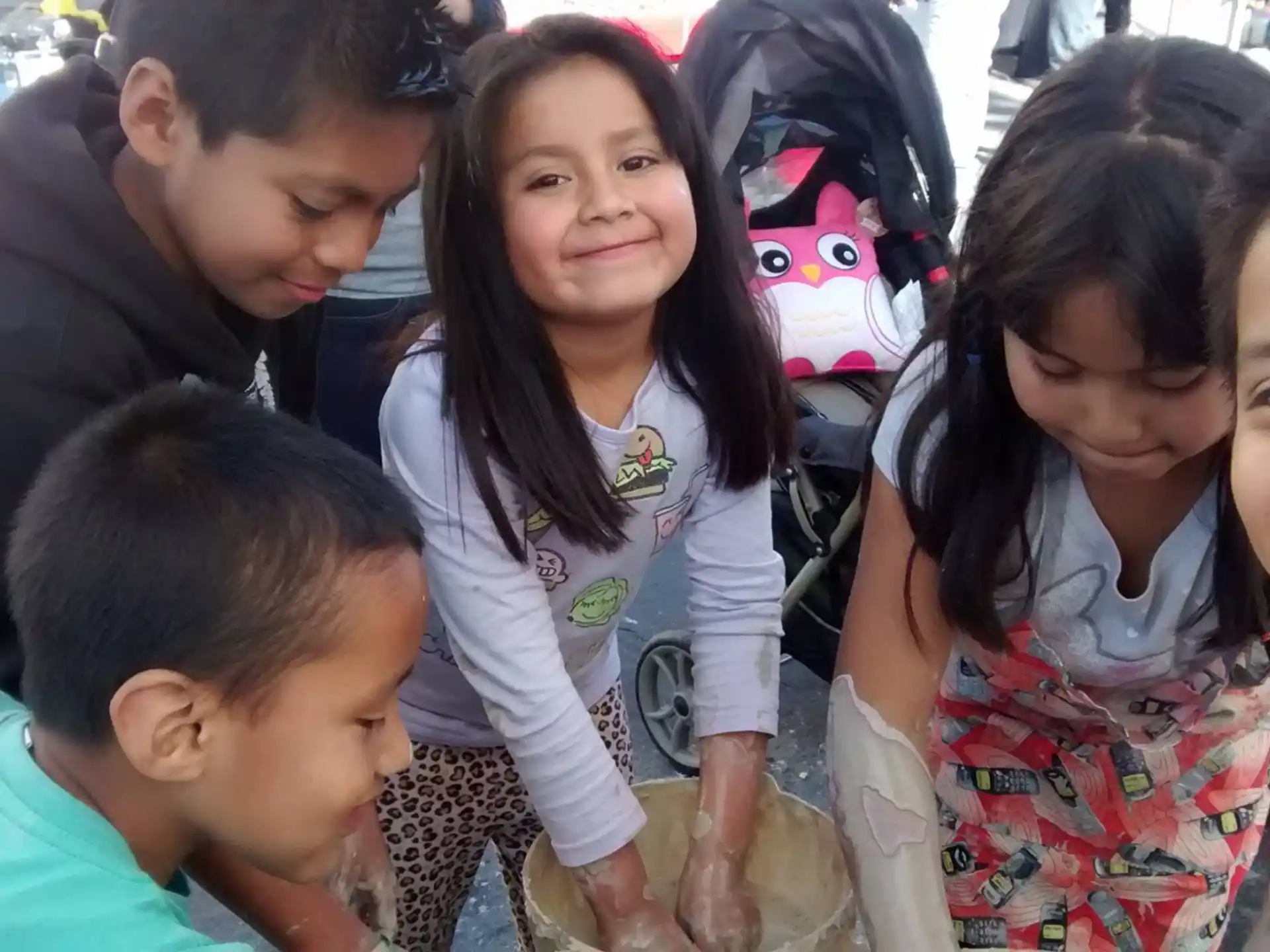 a group of children smiling