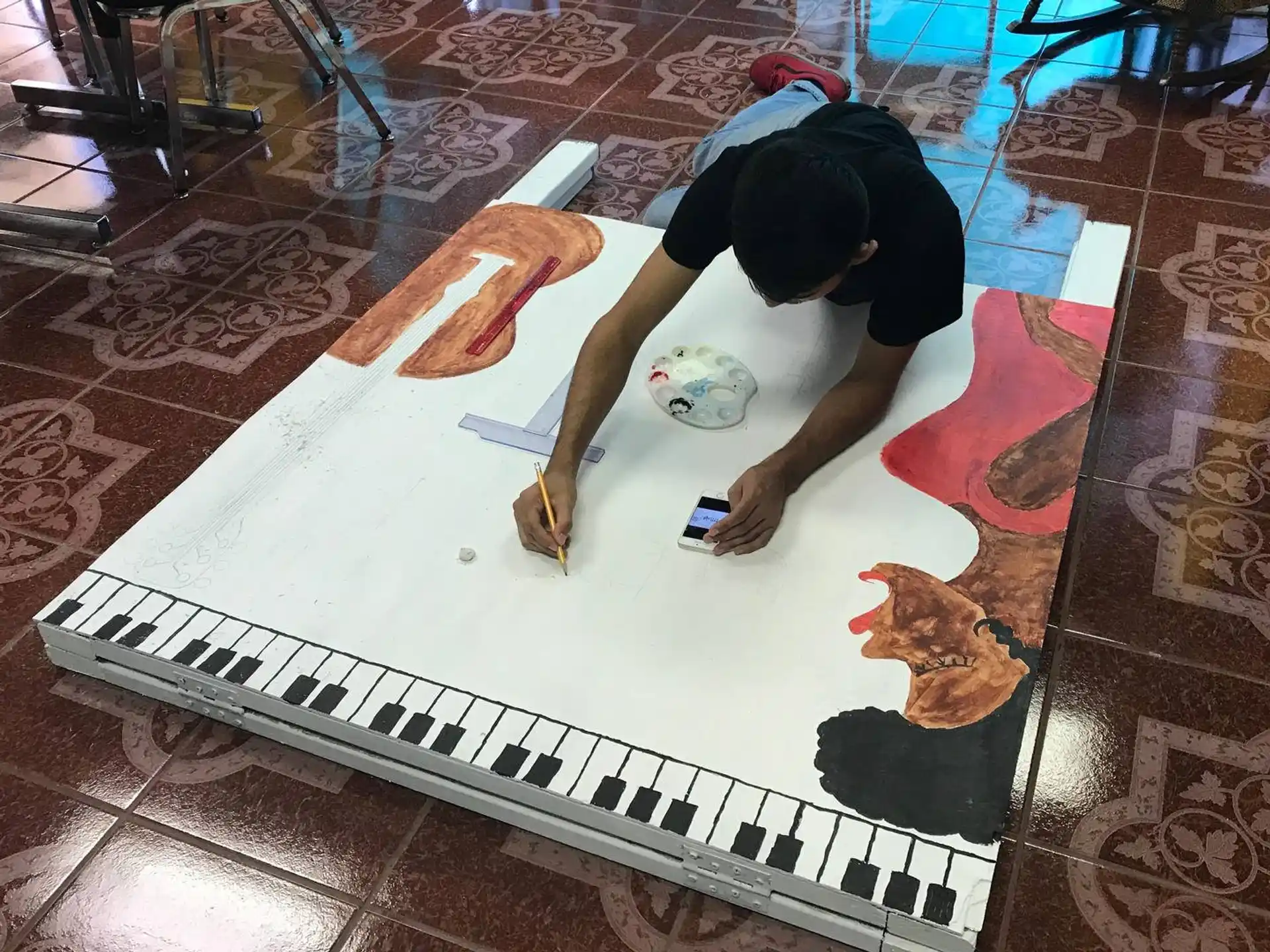a person painting a picture