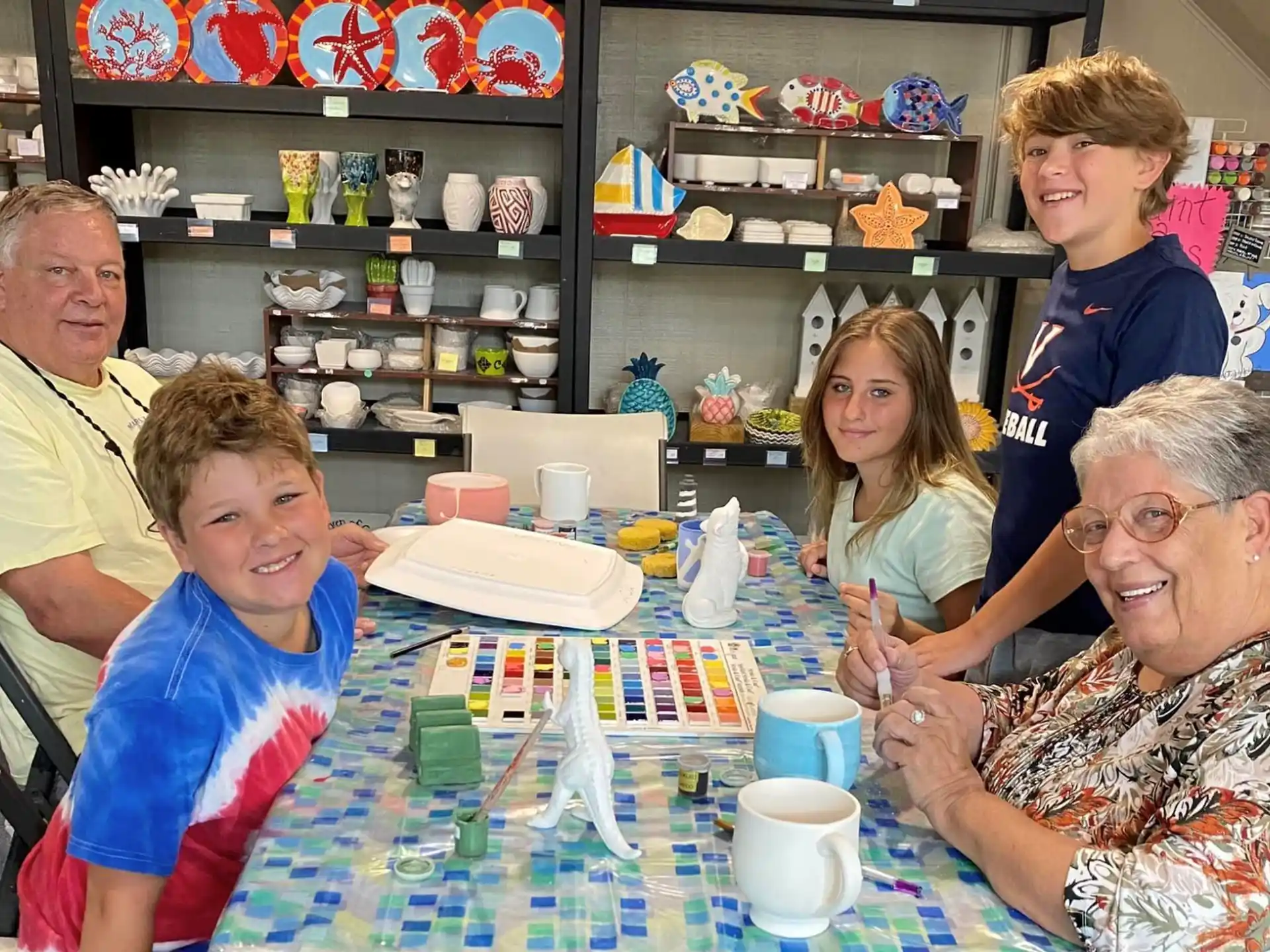 a group of people around a table