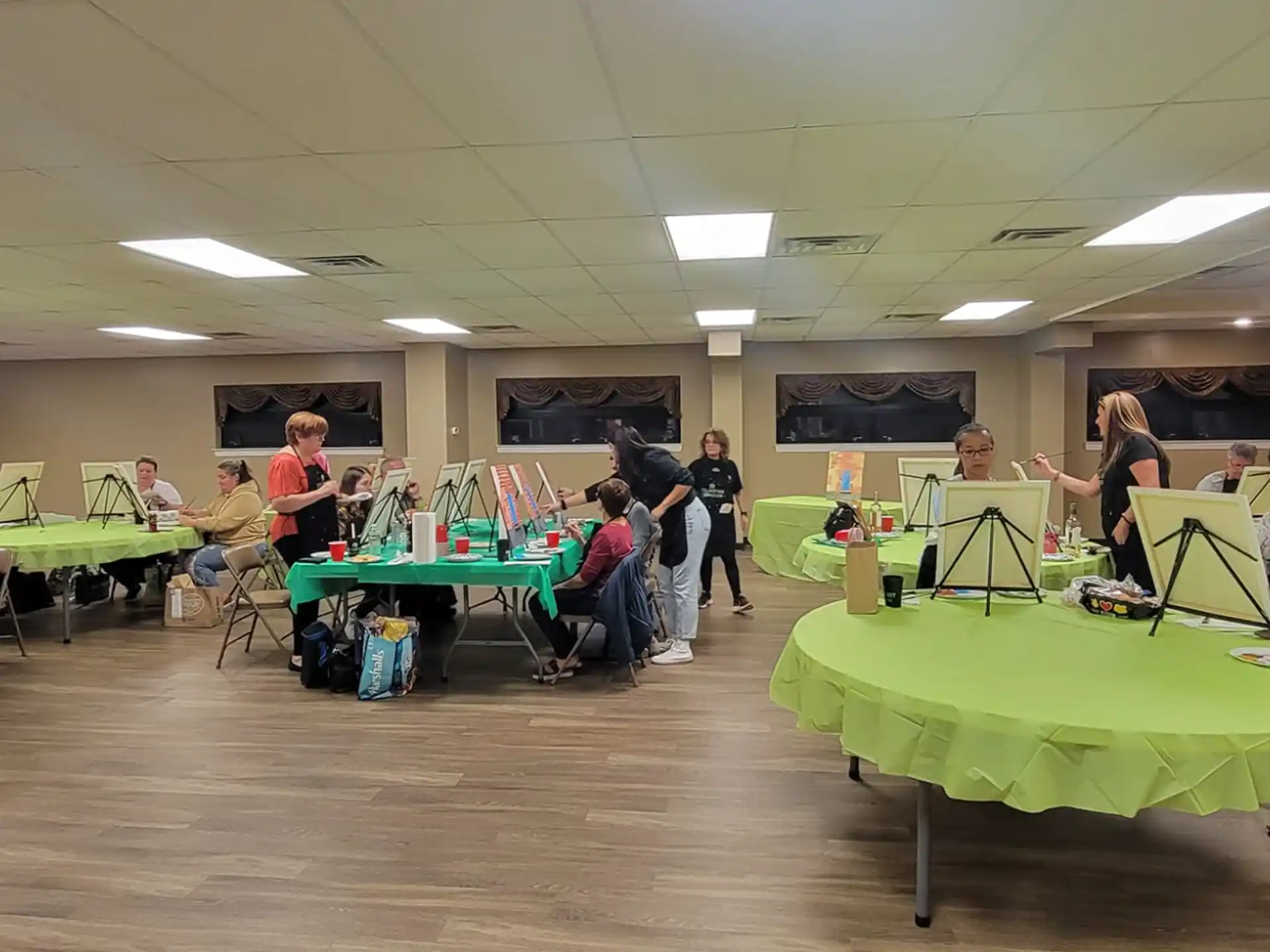 a group of people in a room