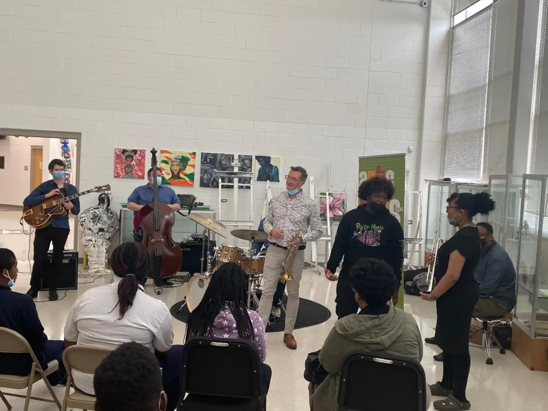 a group of people playing instruments