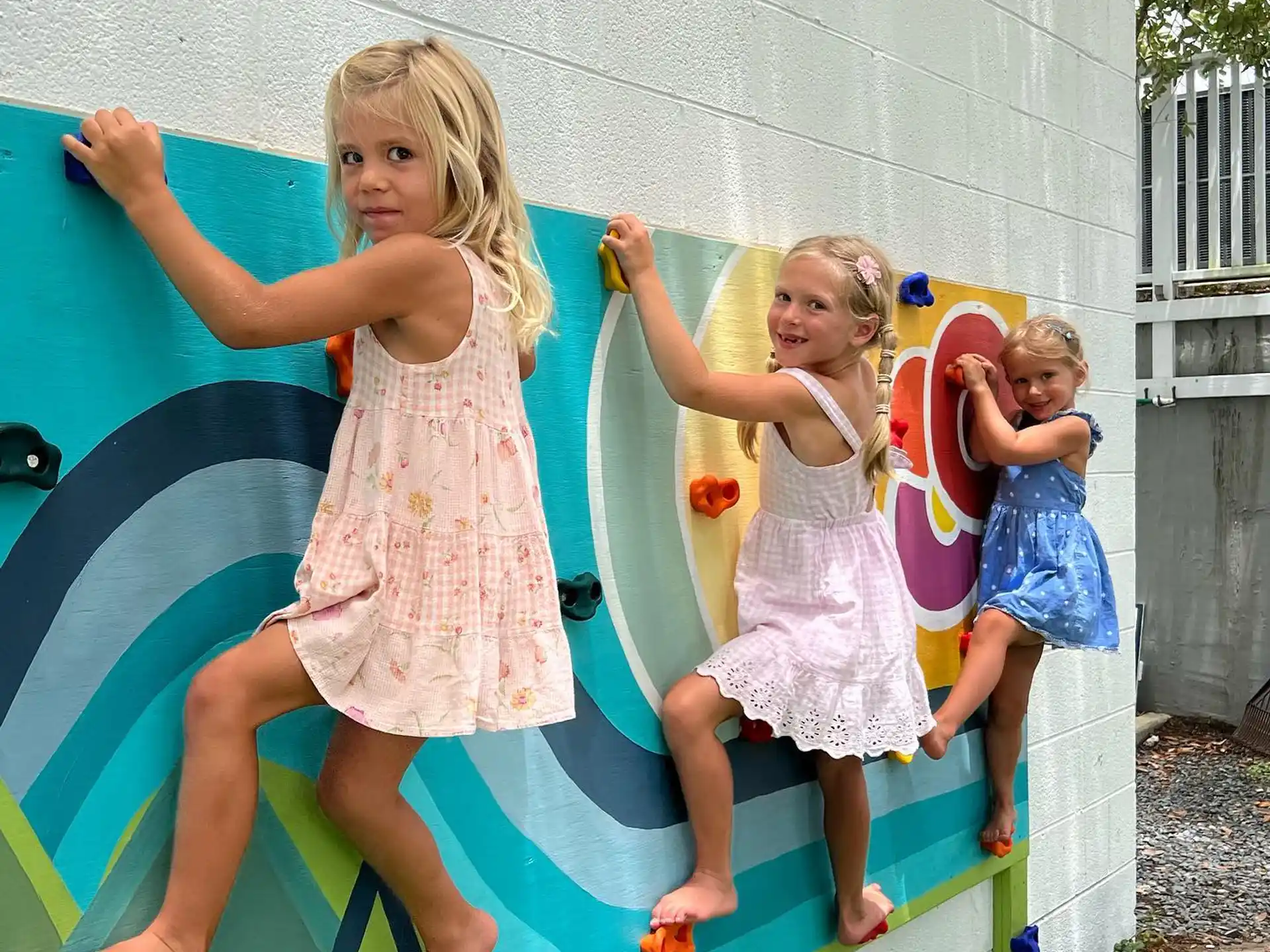 a group of children on a slide