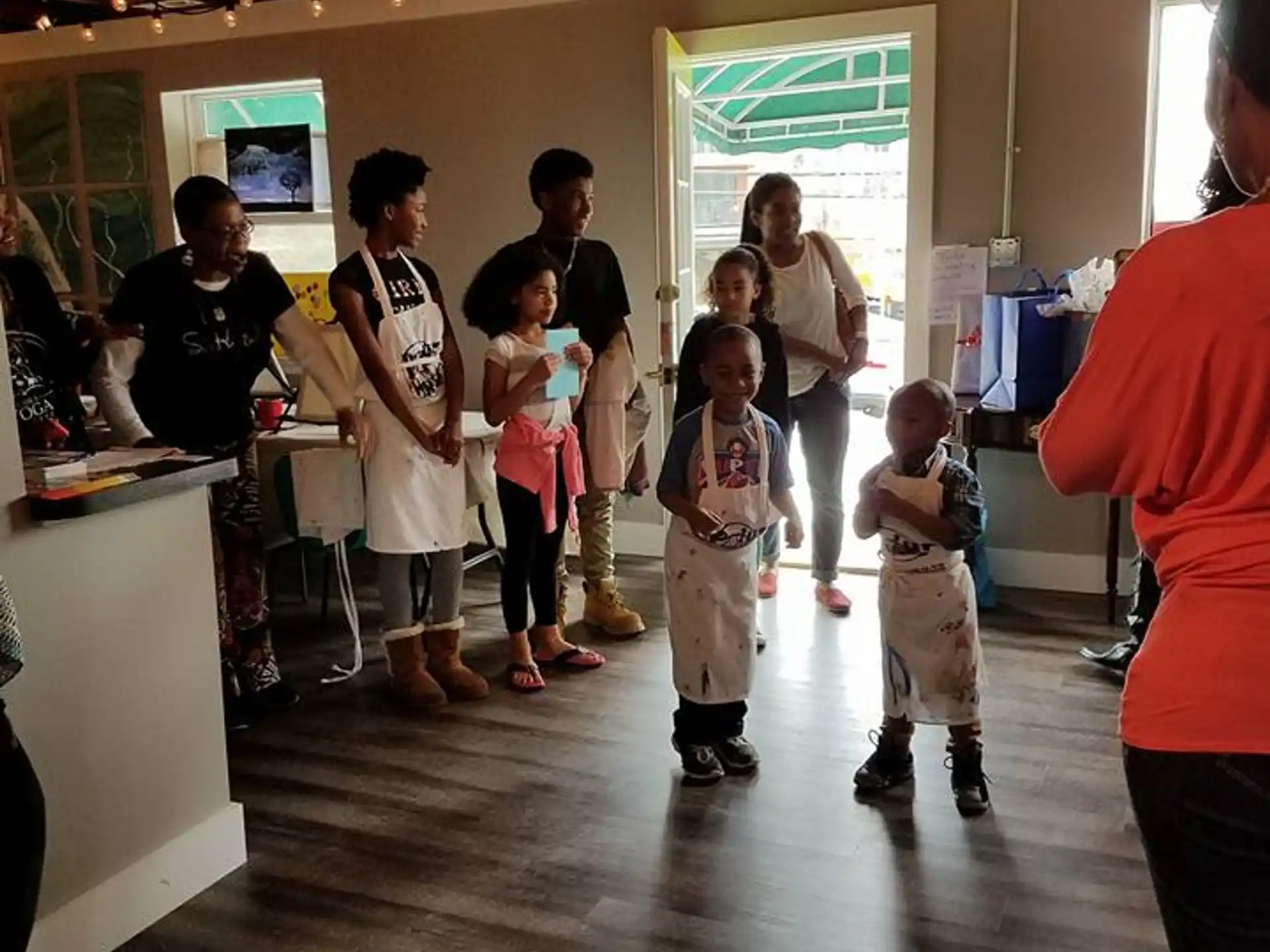 a group of people in a room