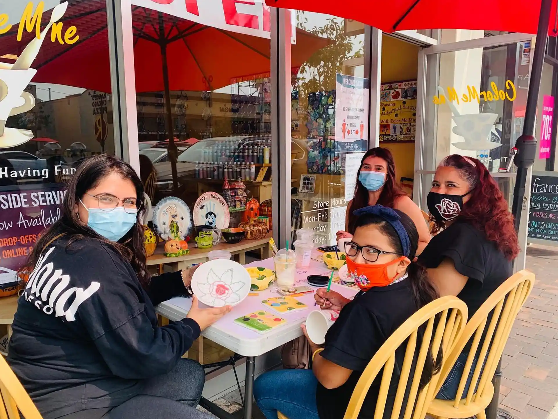 a group of people sitting at a table
