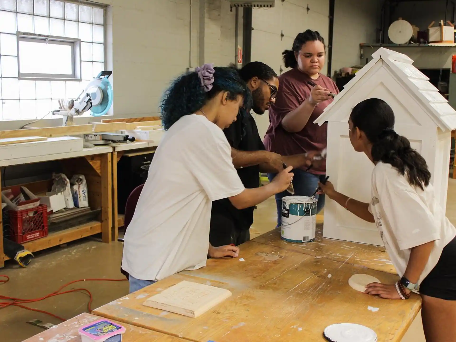 a group of people working on a project