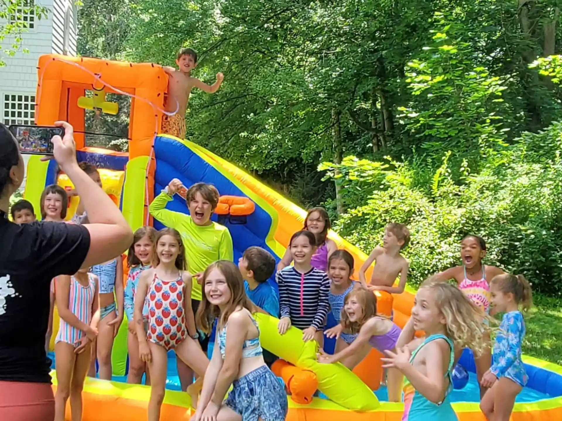 a group of children in a play area