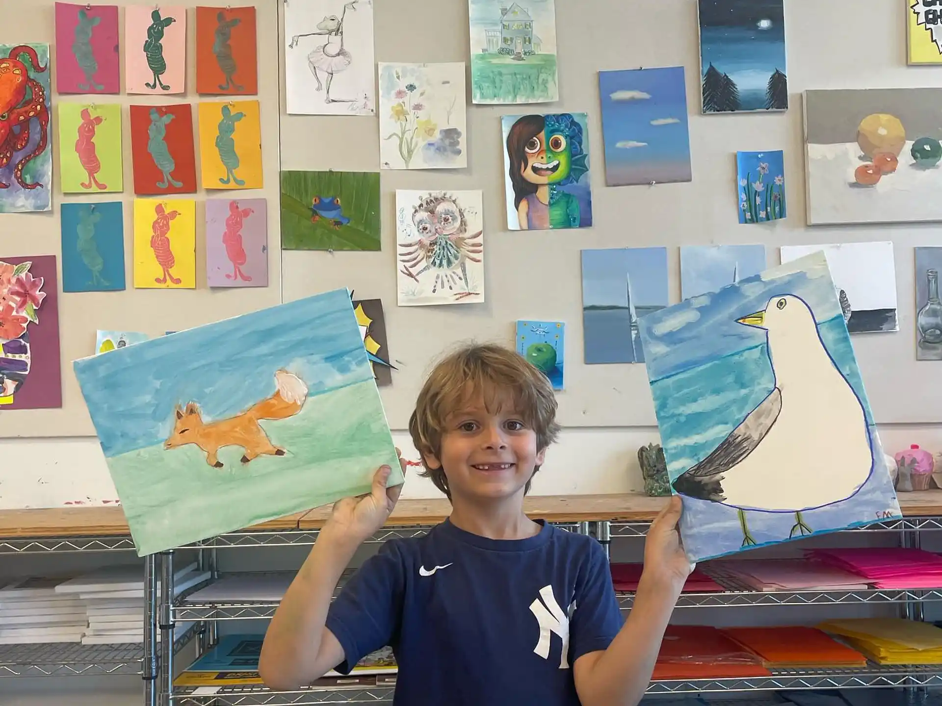 a boy in a classroom