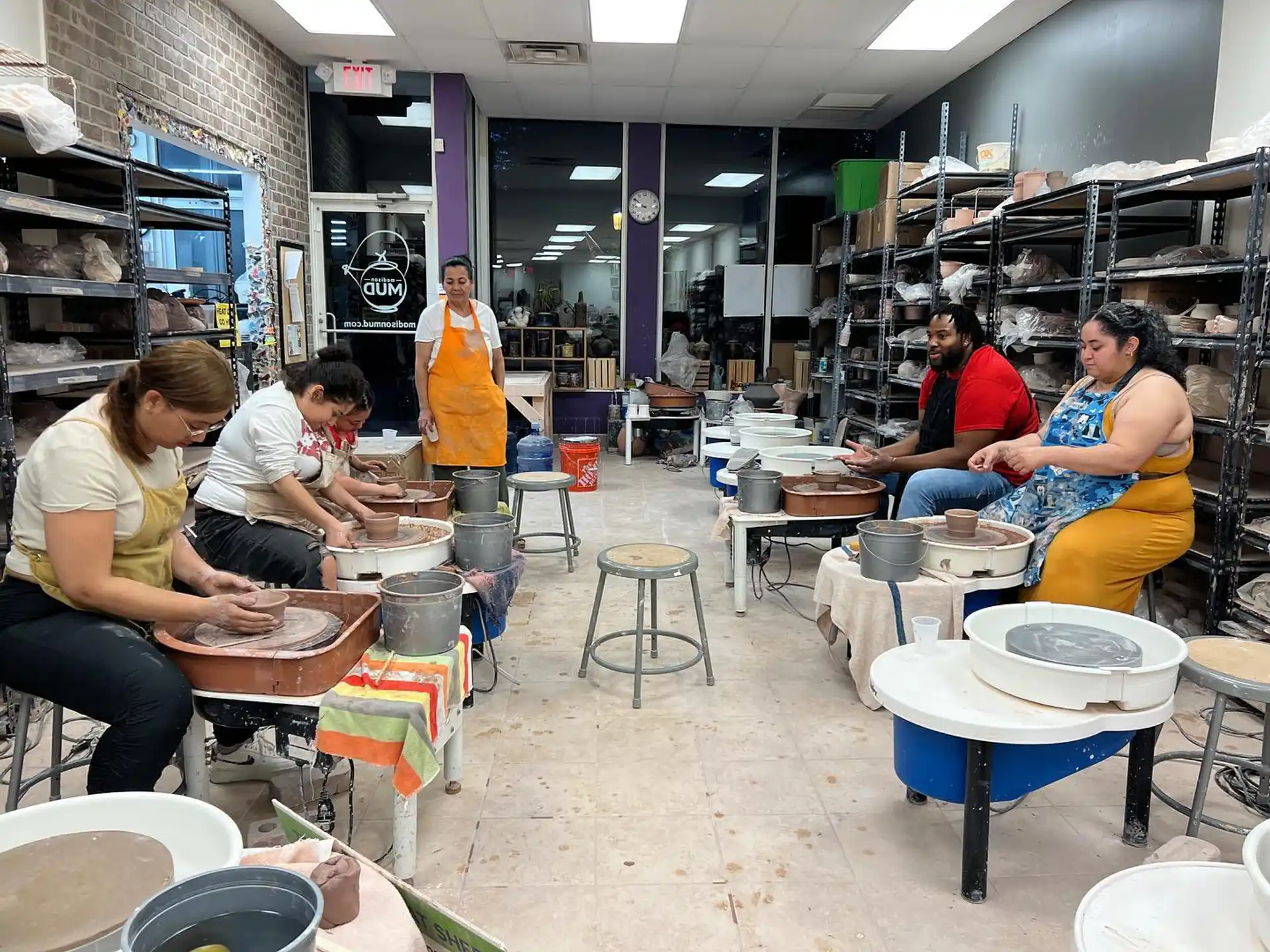 a group of people sitting at tables