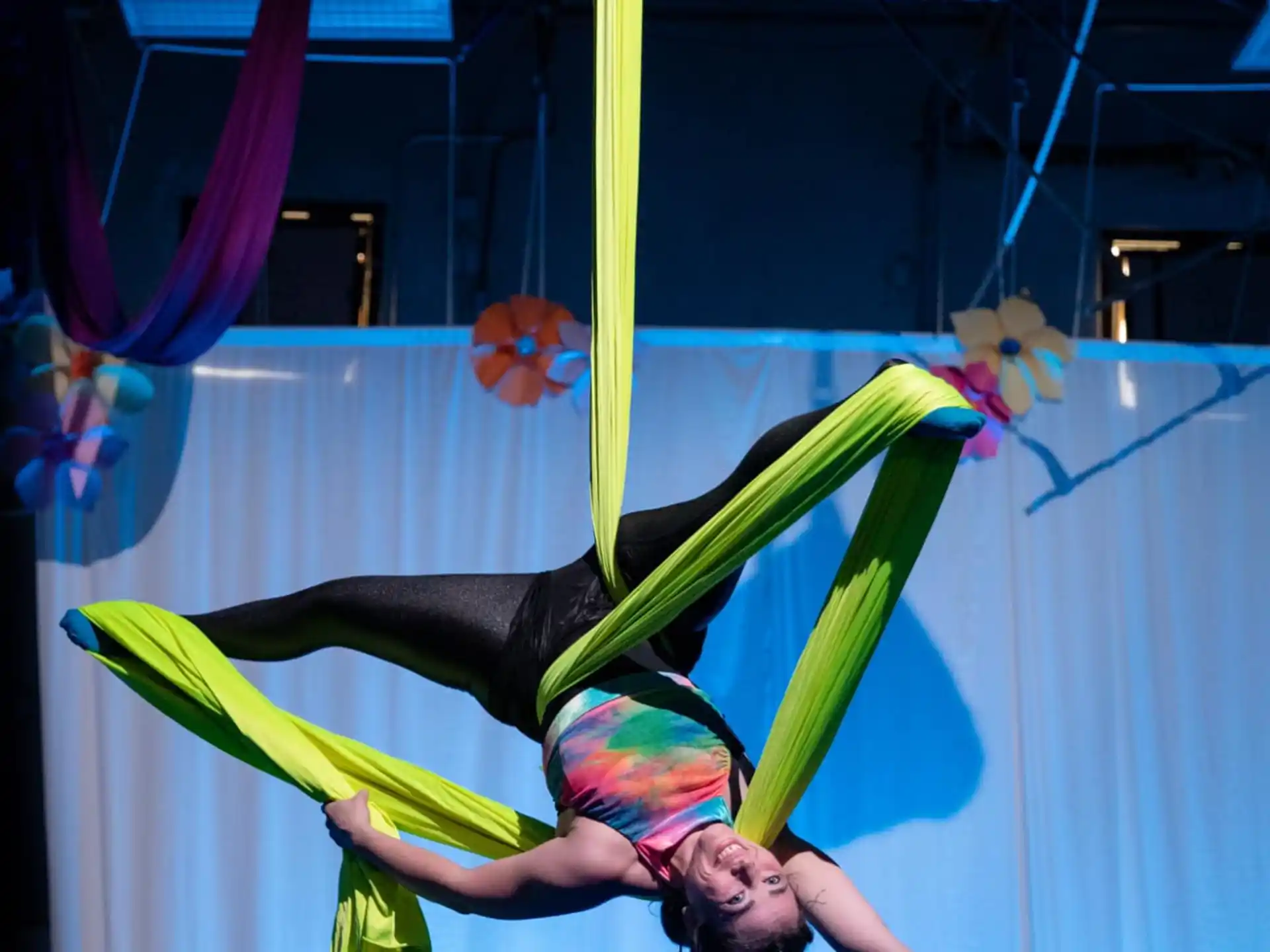 a person floating in the air