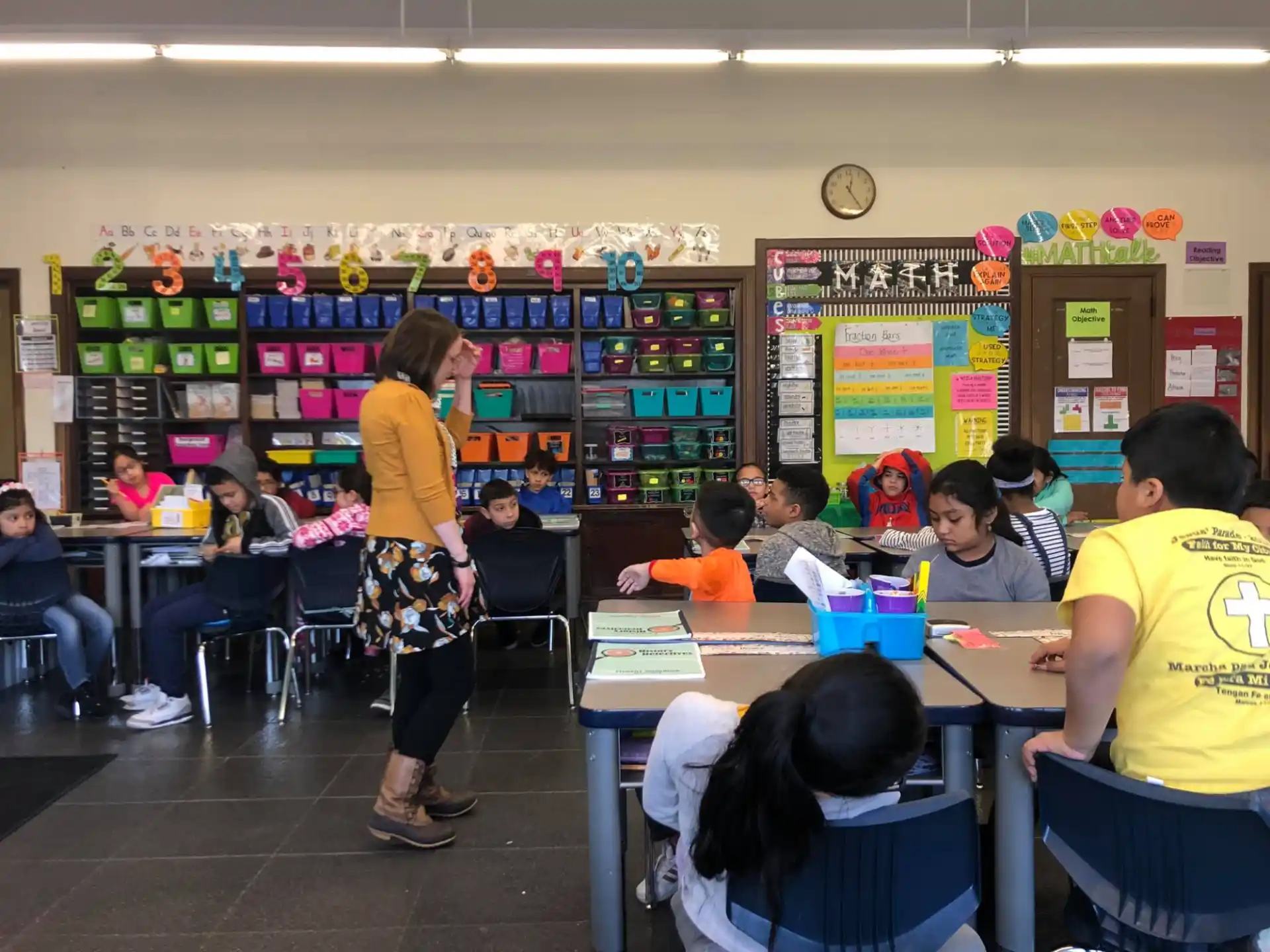 a group of children in a classroom