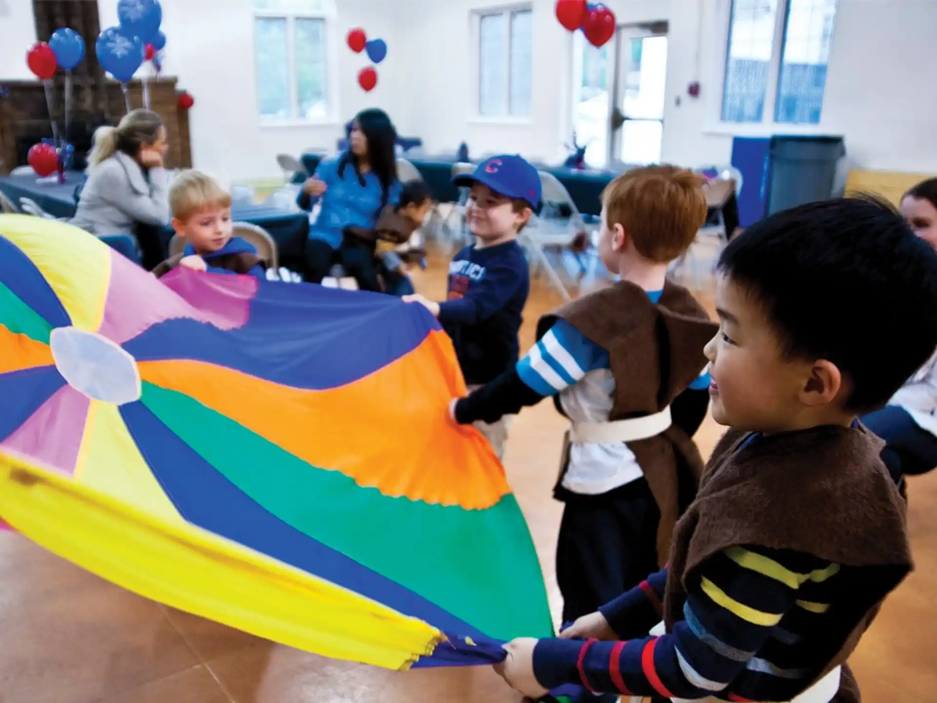 a group of children holding a flag