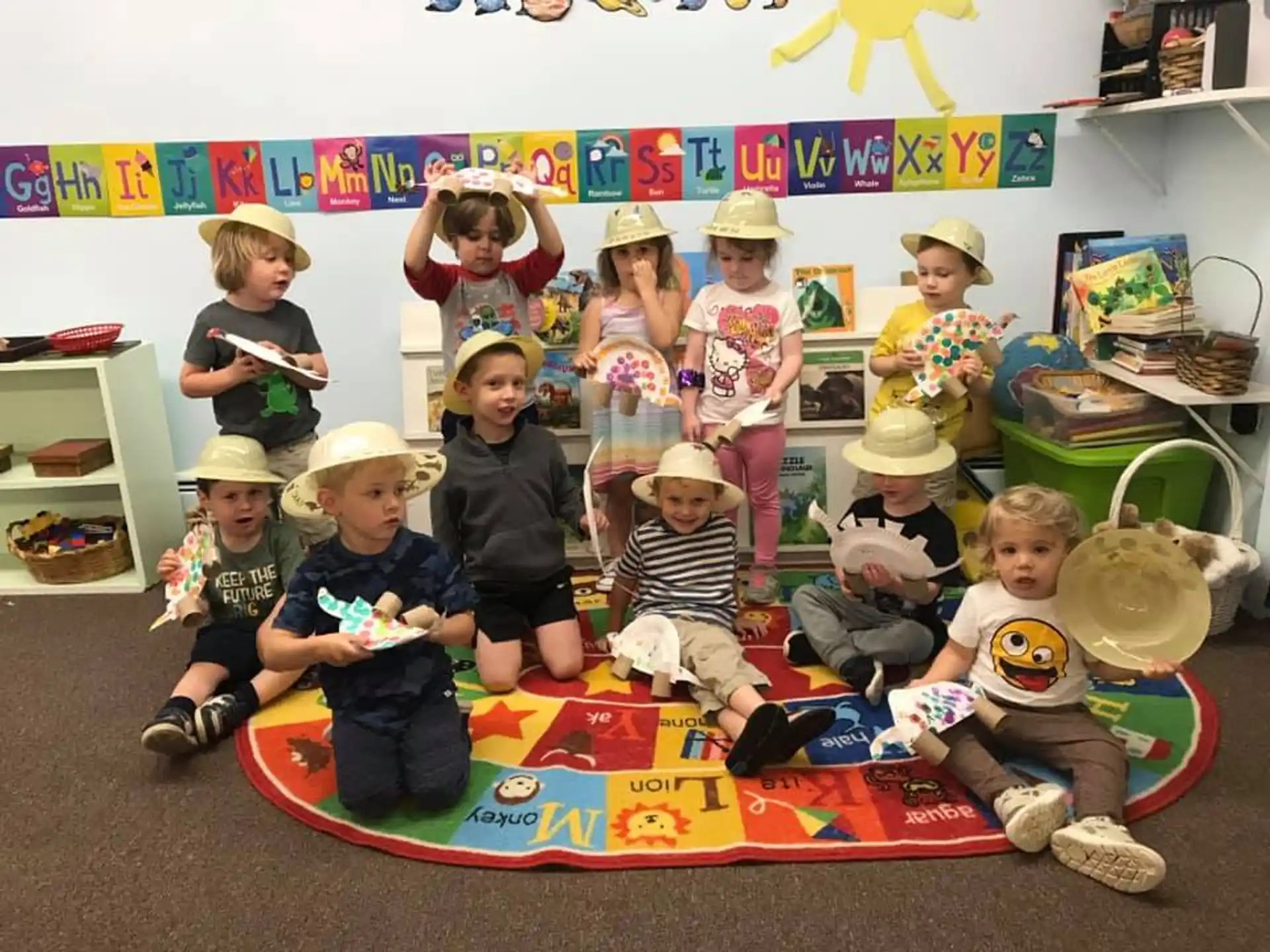 a group of children in a classroom