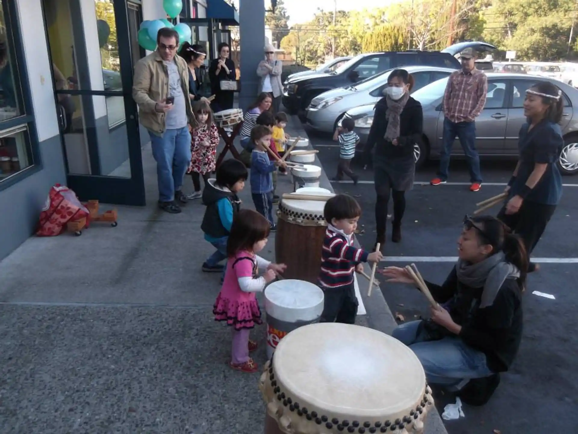 a group of people outside