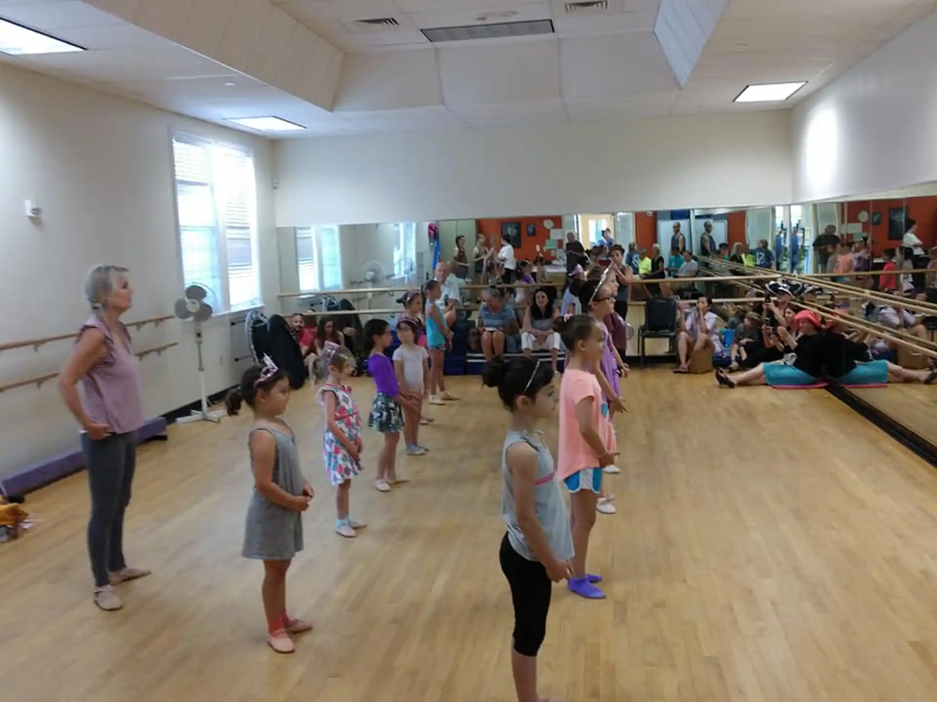 a group of people in a gym