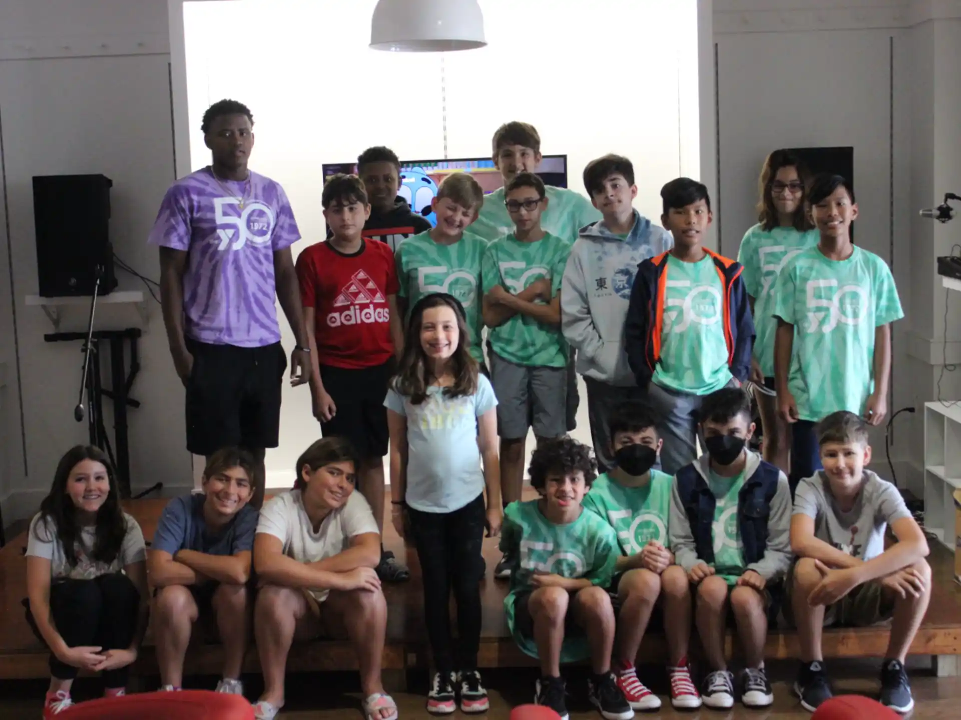 a group of people posing for a photo