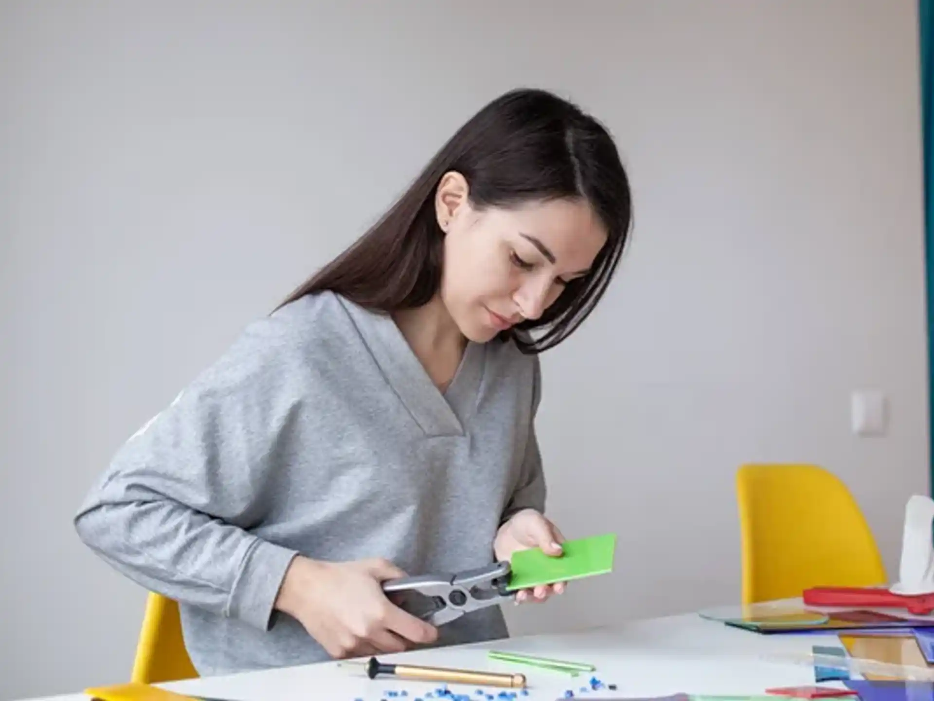 a woman looking at a phone