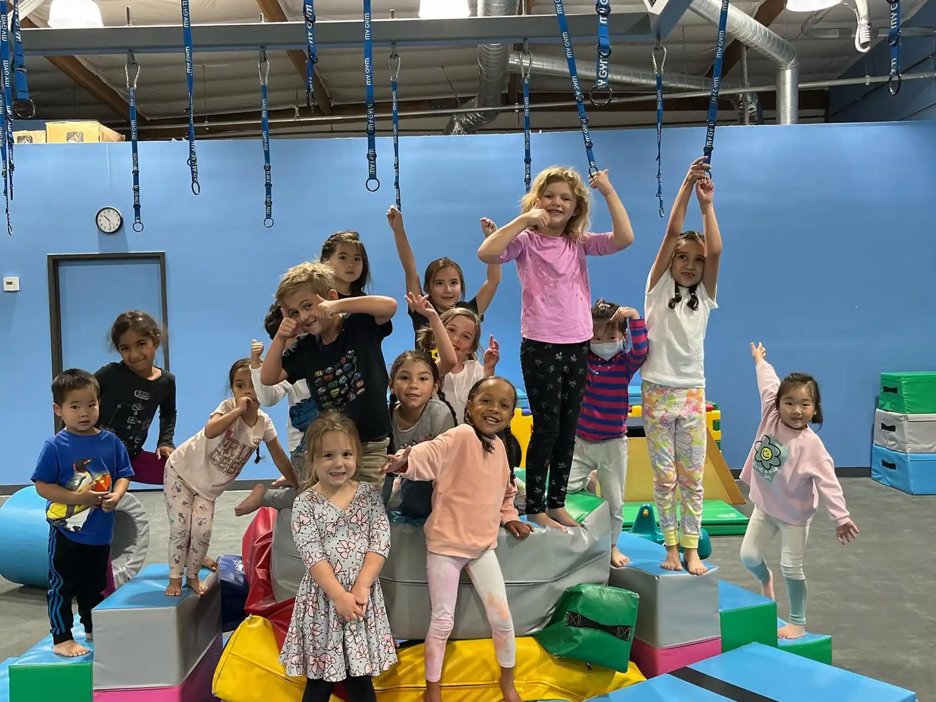 a group of children on a trampoline