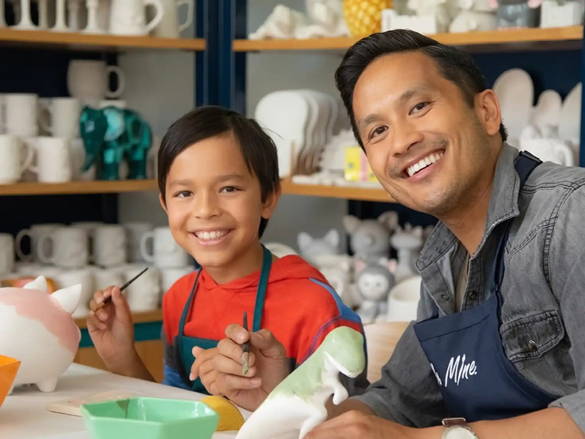 a person and a child smiling