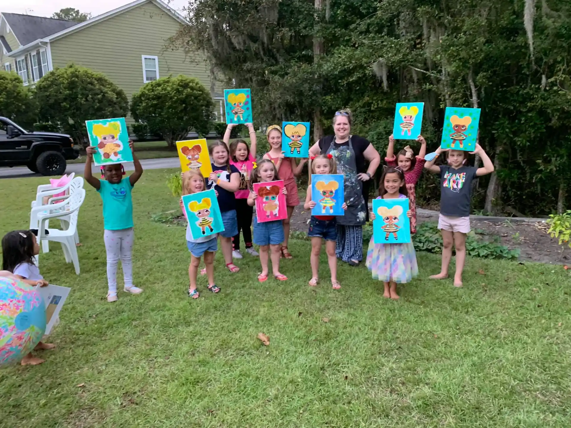 a group of children holding up signs