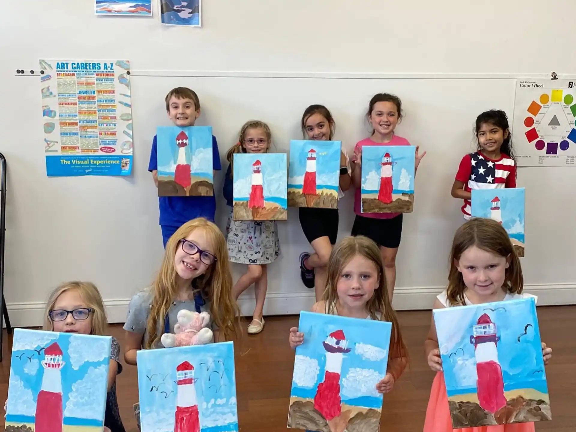 a group of children holding books