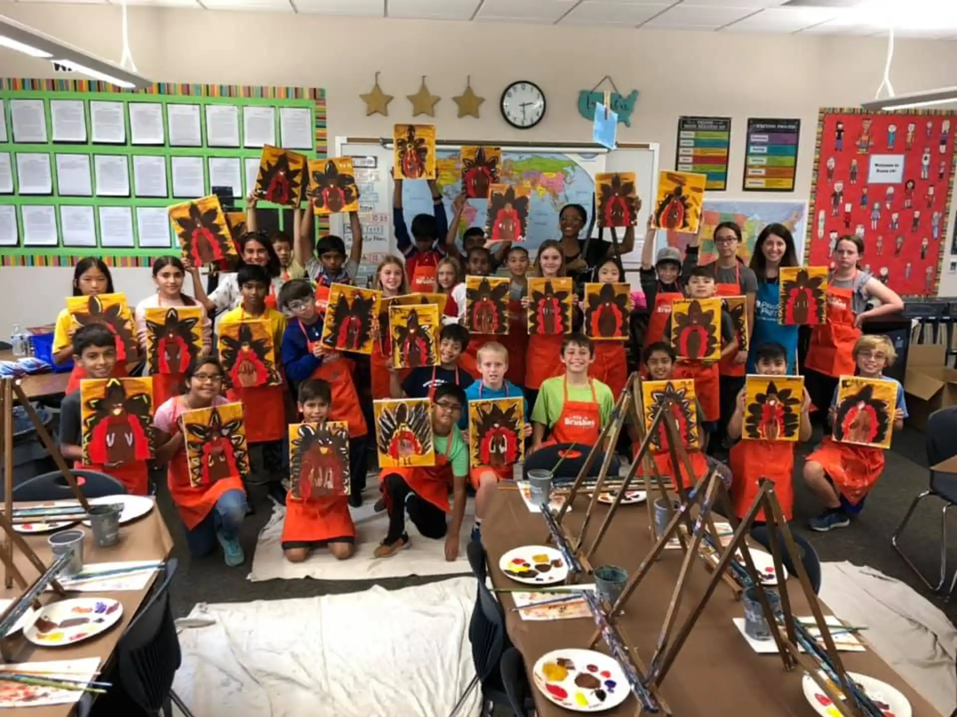a group of children in a classroom