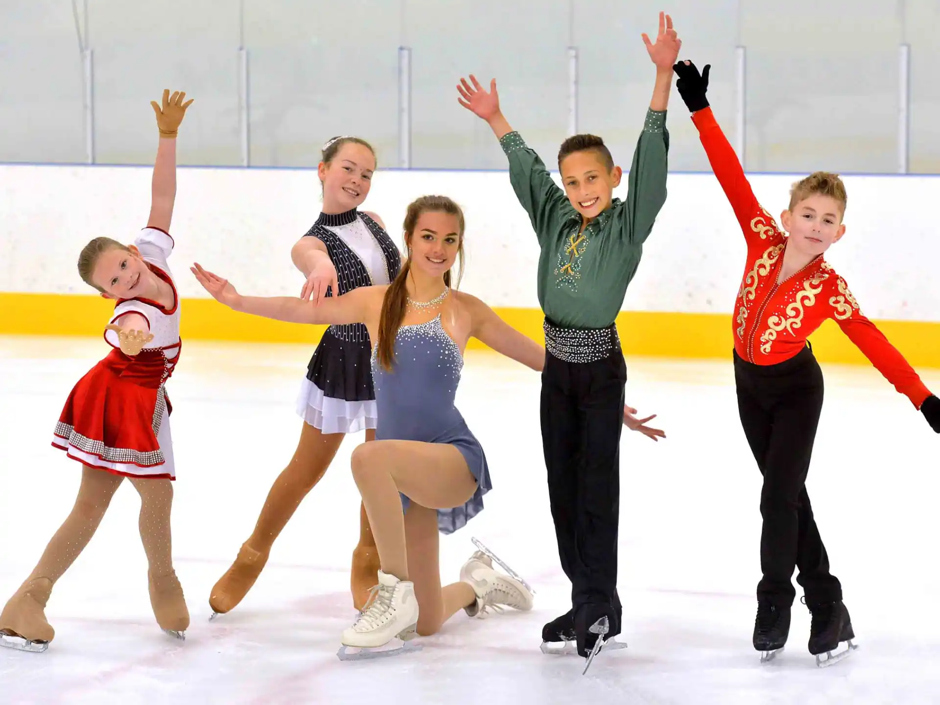 a group of people ice skating