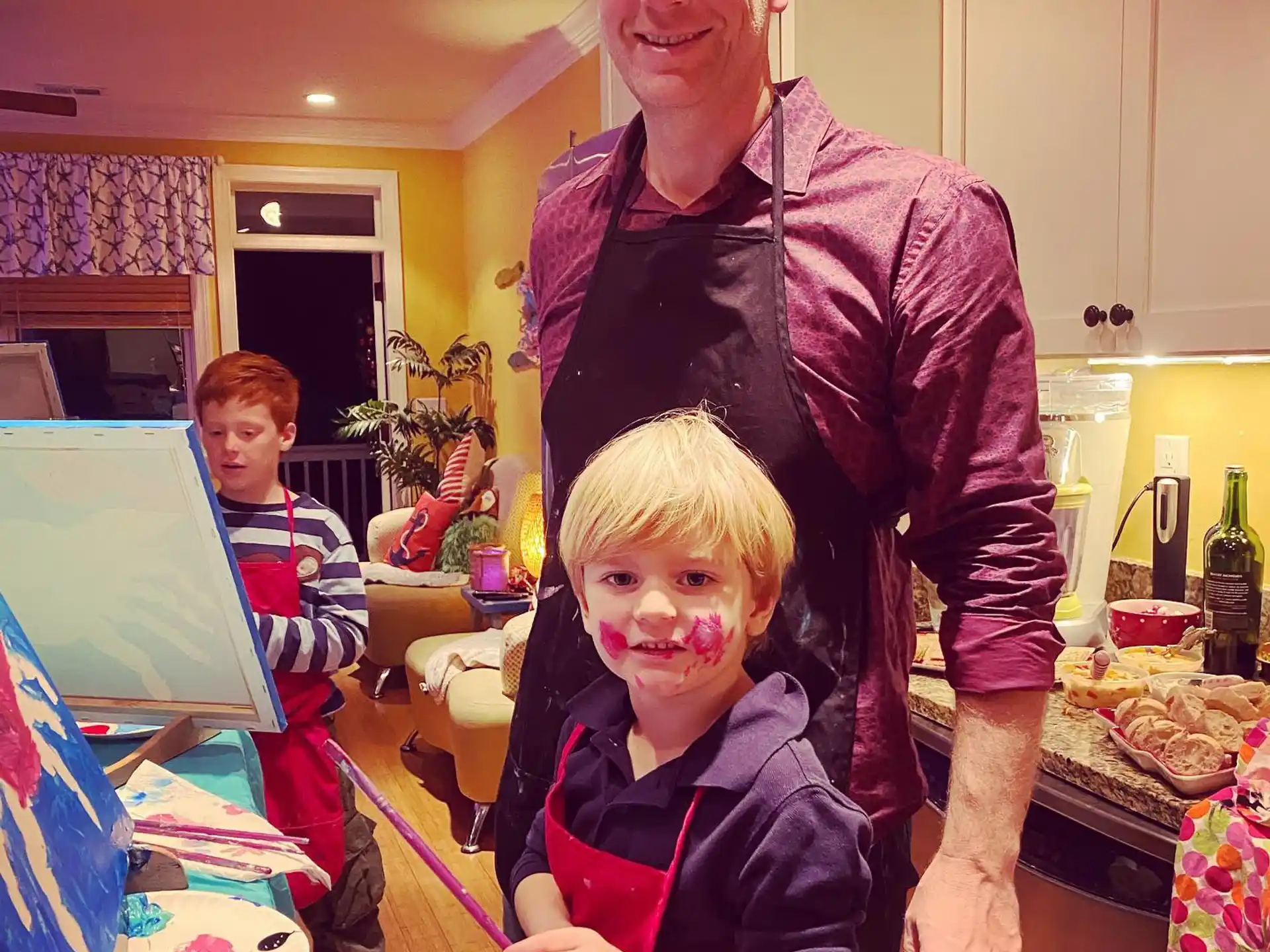 a person and a boy posing for a picture