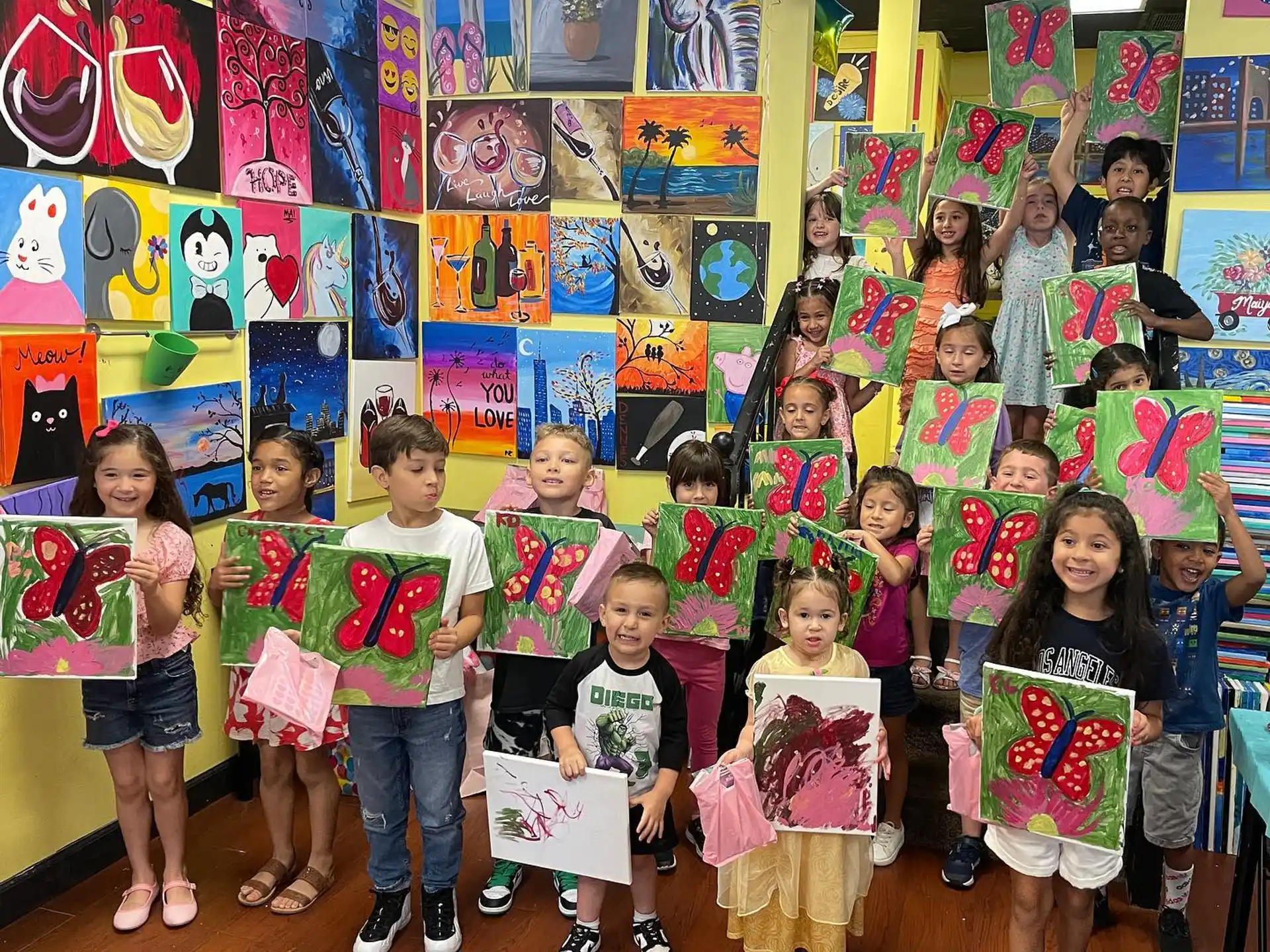a group of children holding signs