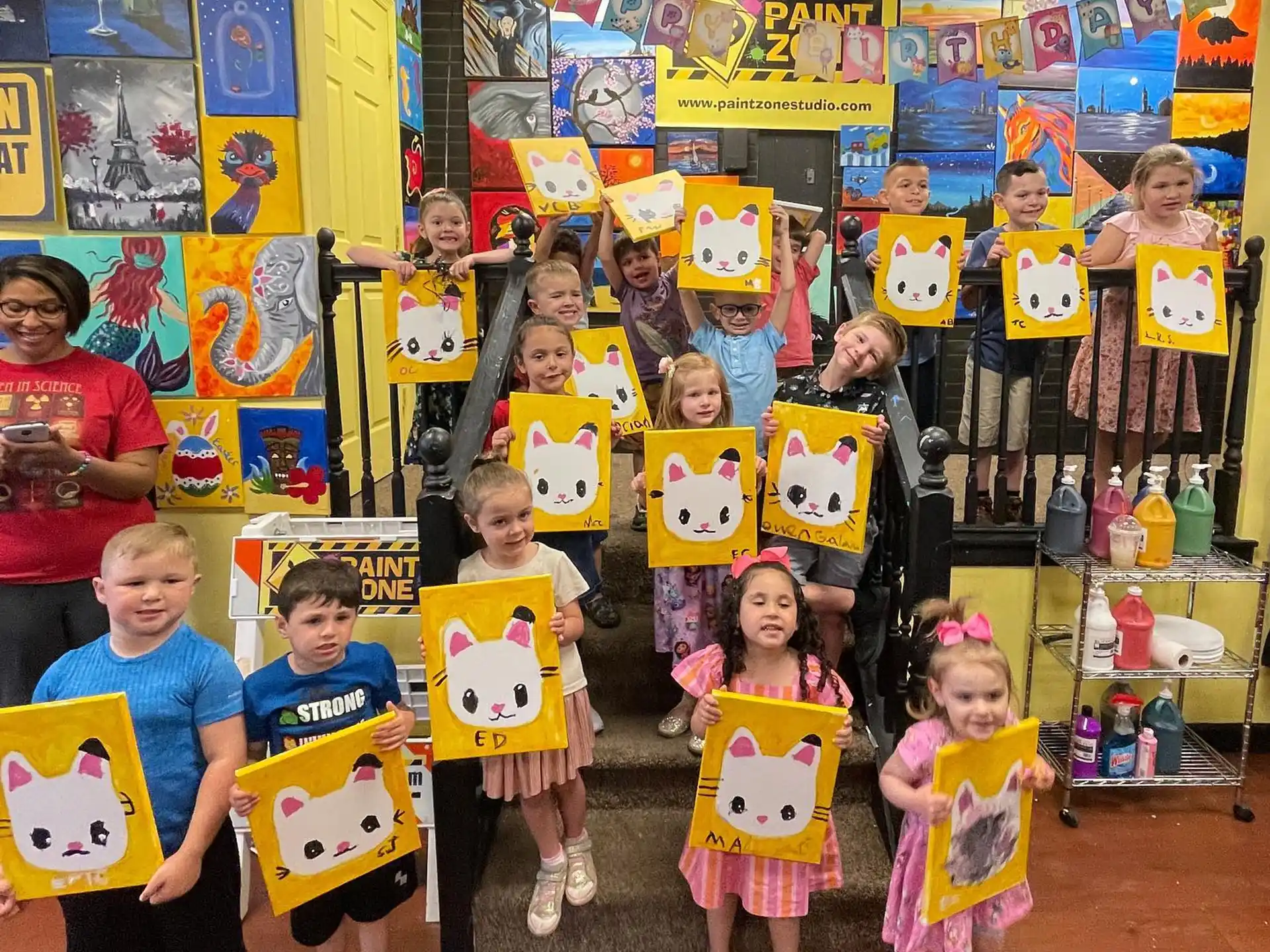 a group of children in a room
