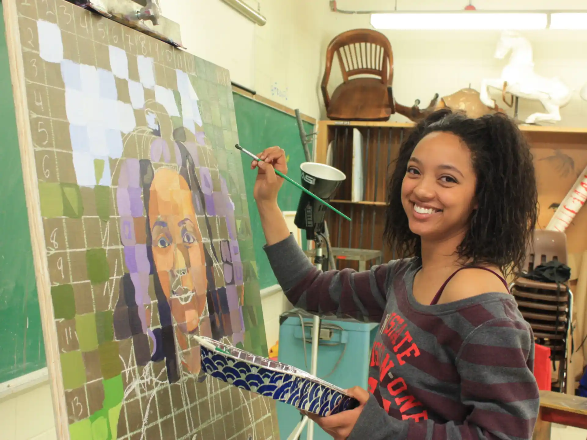 a person painting a picture