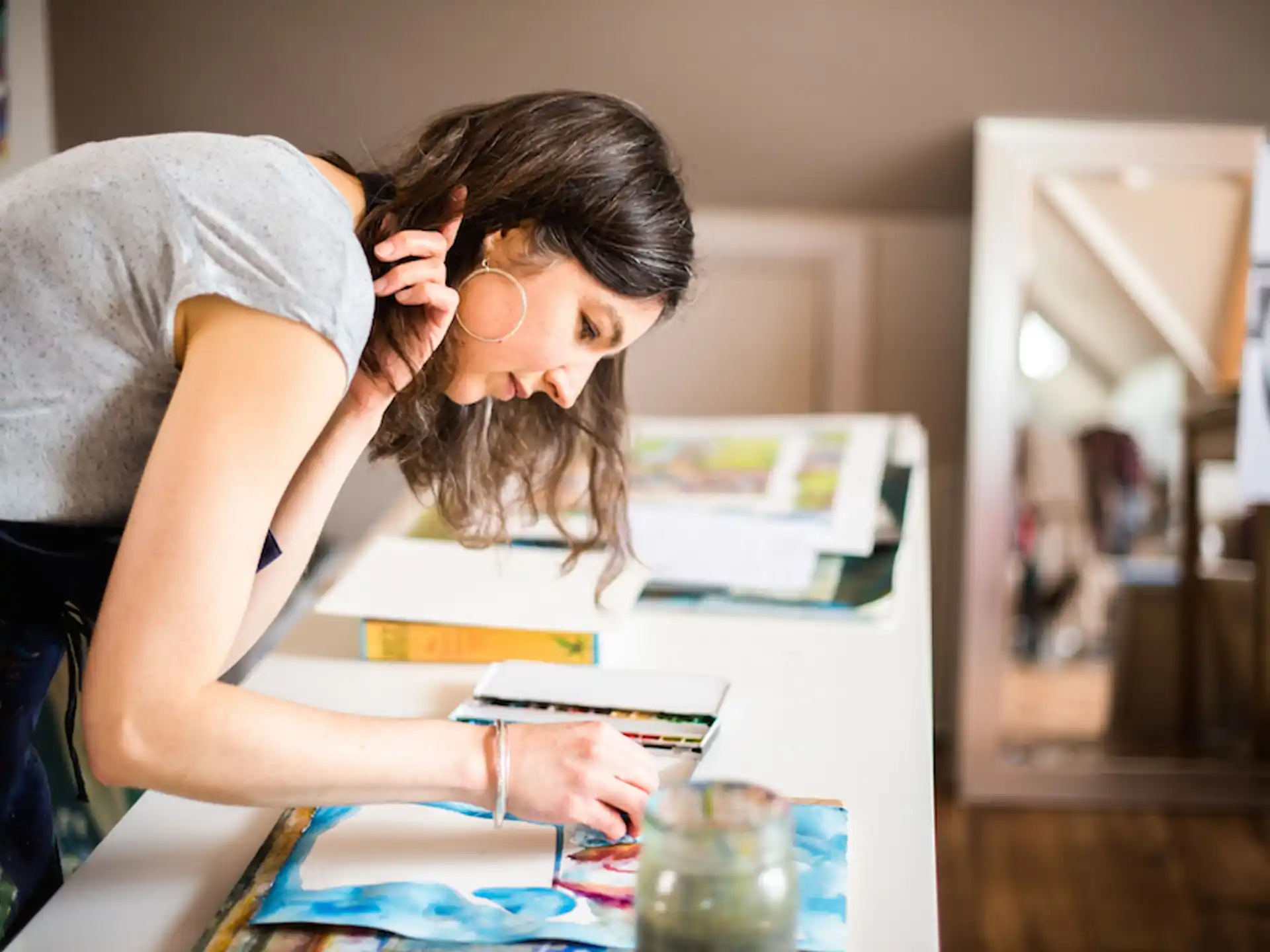 a person looking at a book