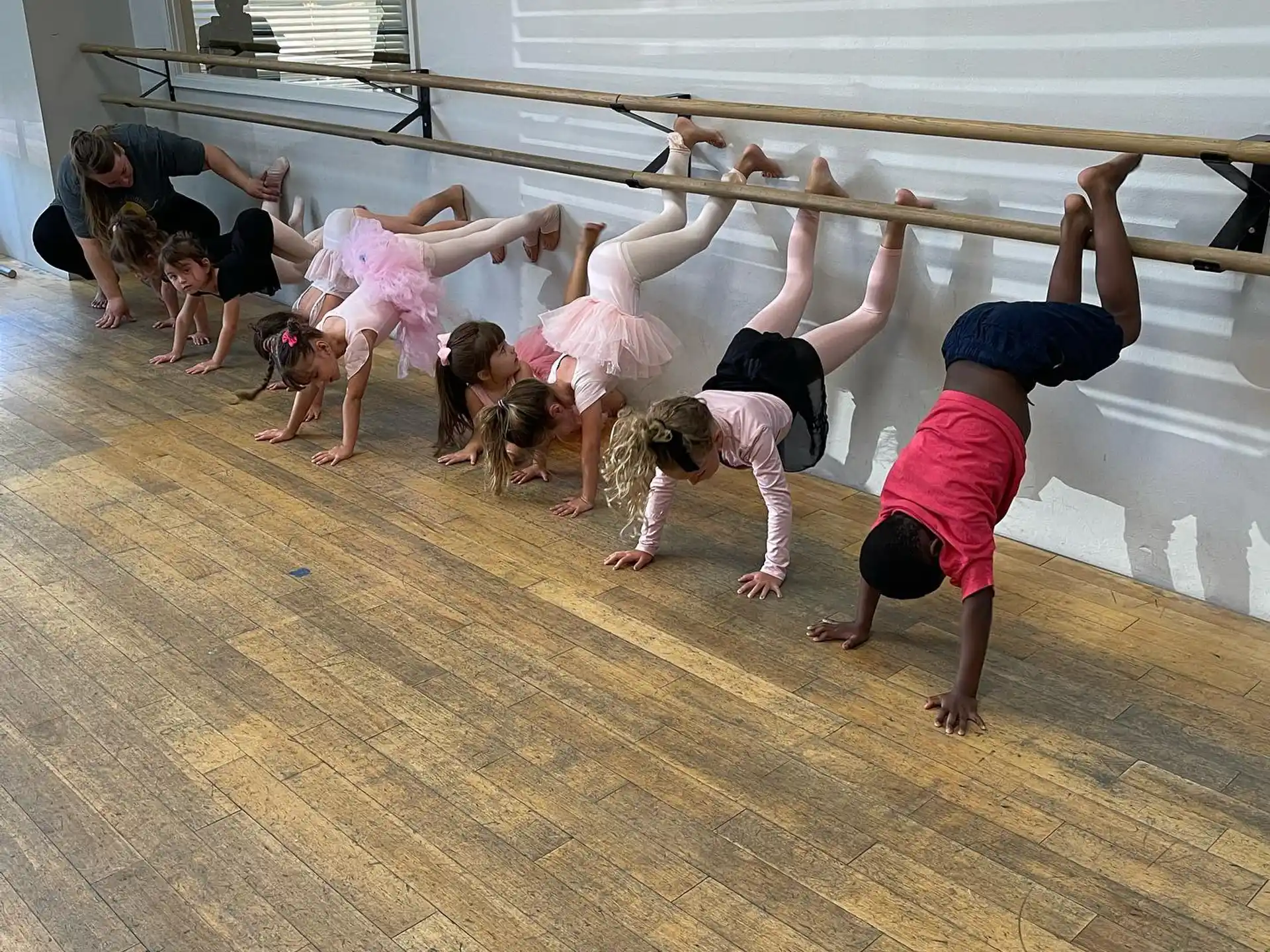 a group of people doing yoga