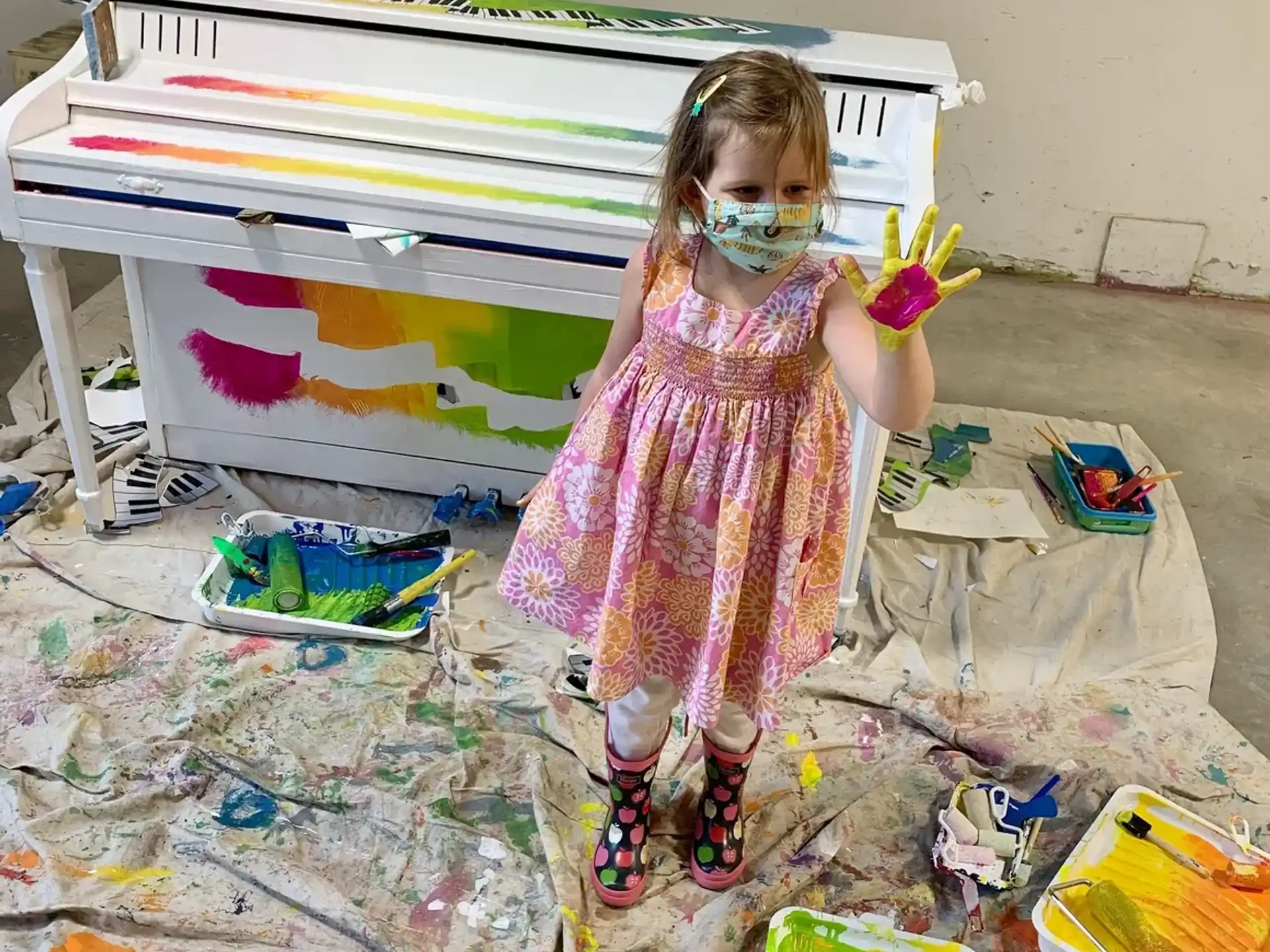 a girl wearing a mask