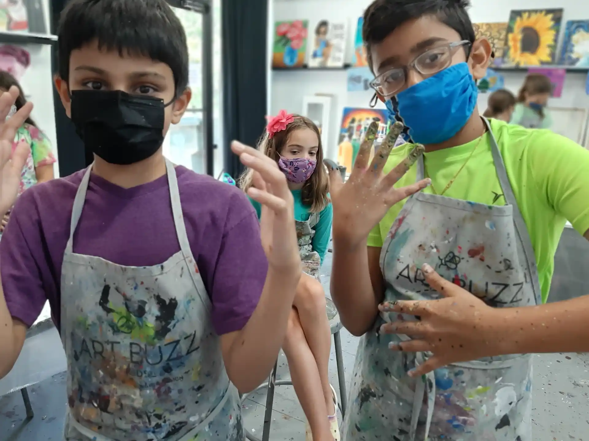 a group of people wearing masks