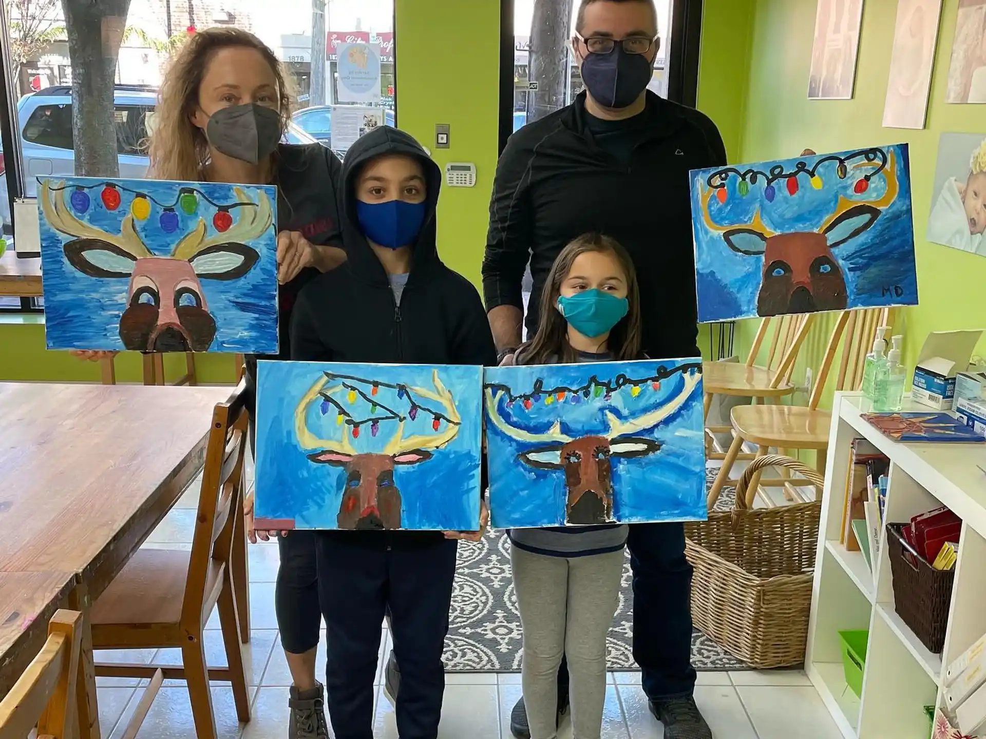 a group of people wearing masks