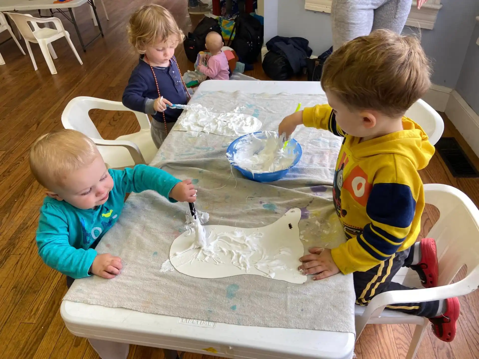 children playing with water