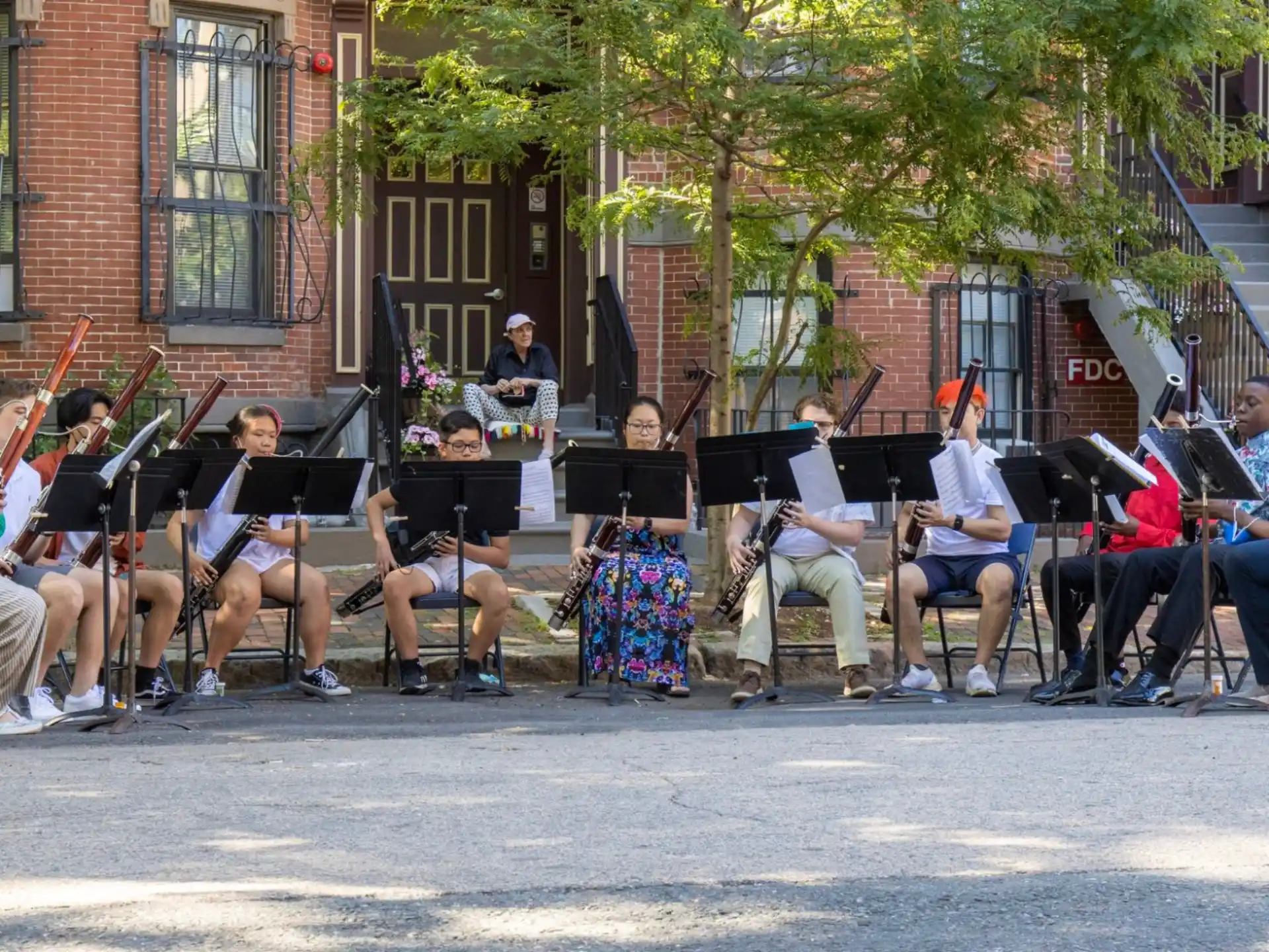 a group of people playing instruments