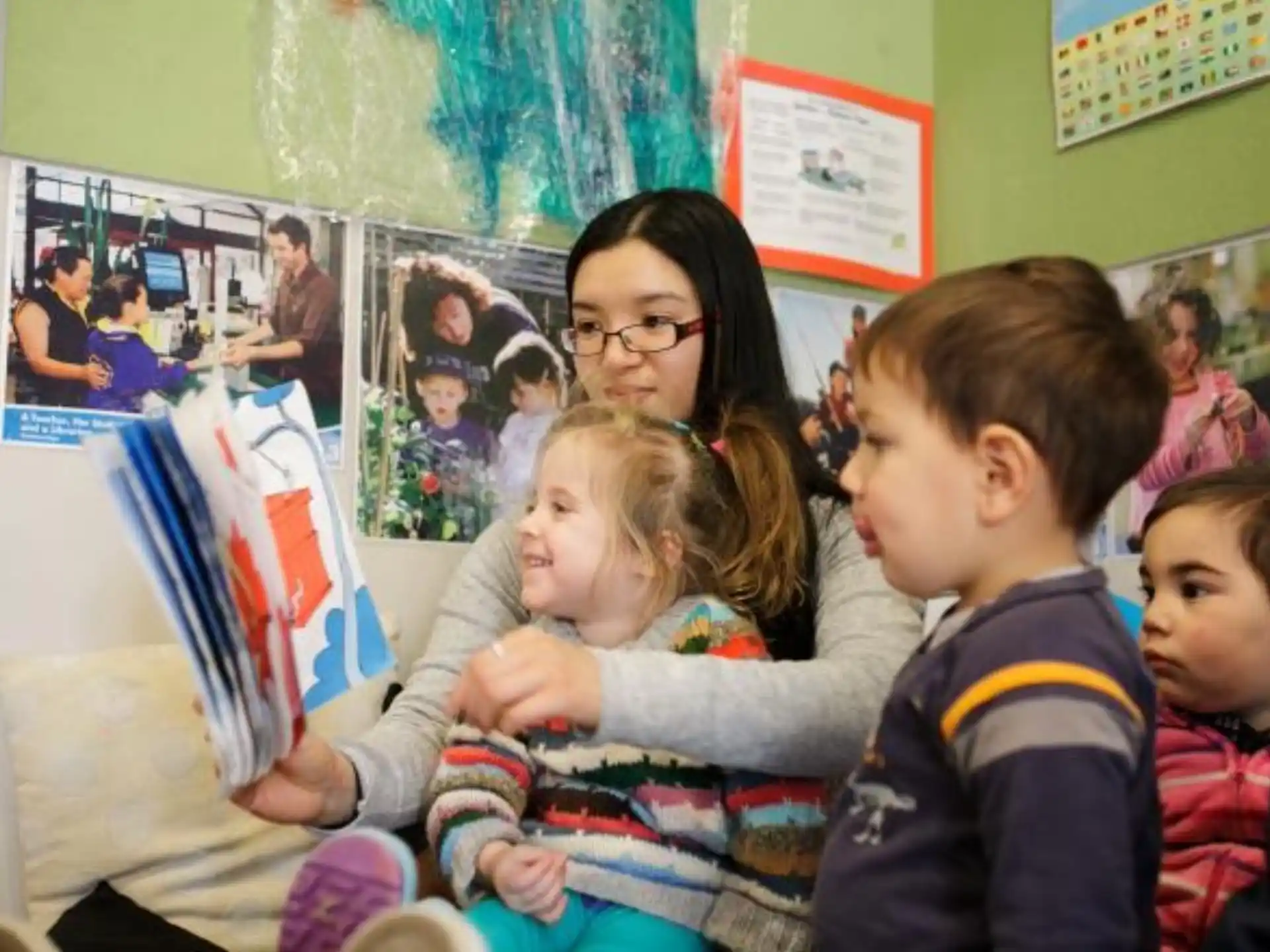 a group of children in a room
