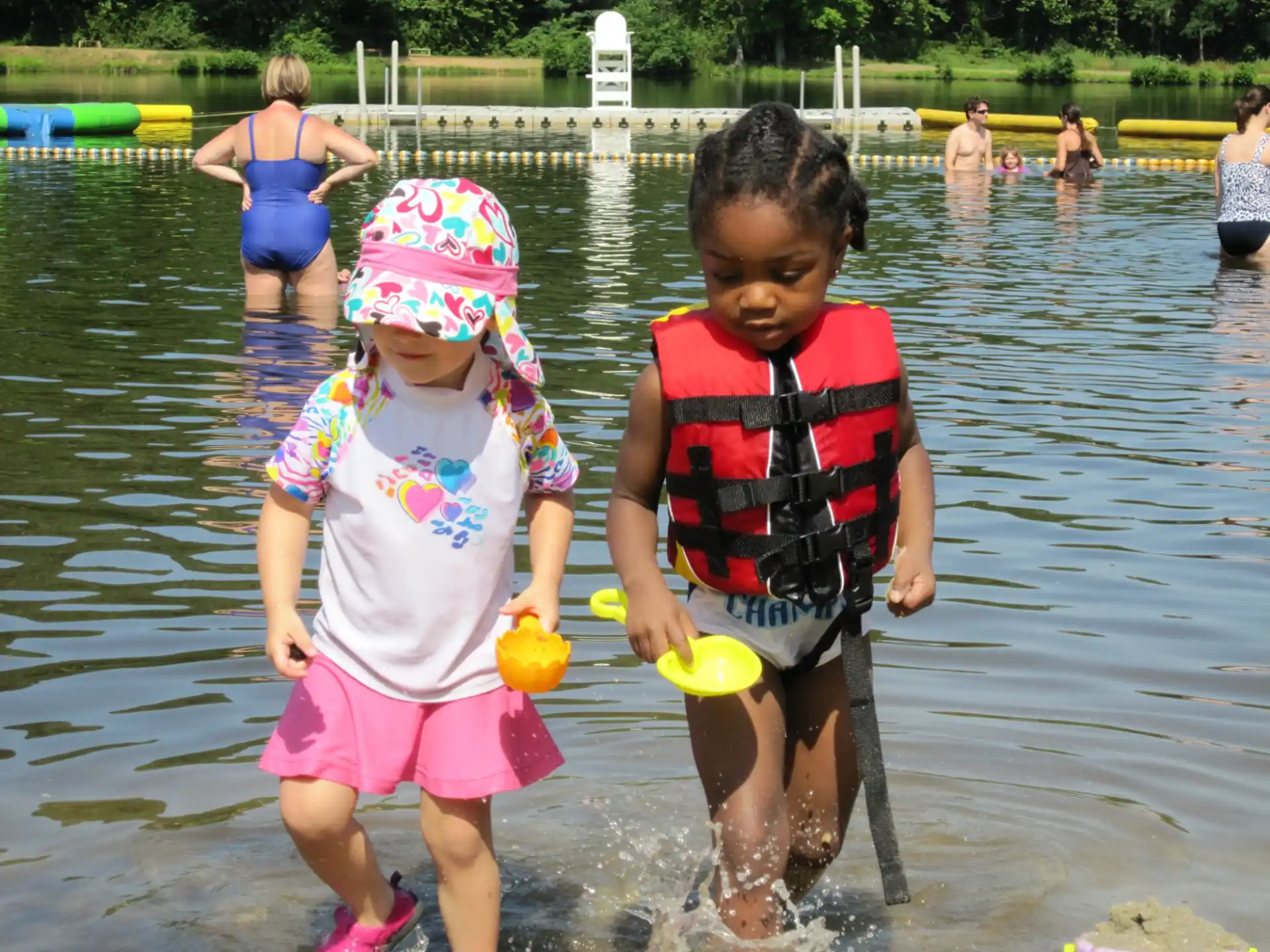 a couple of children in the water